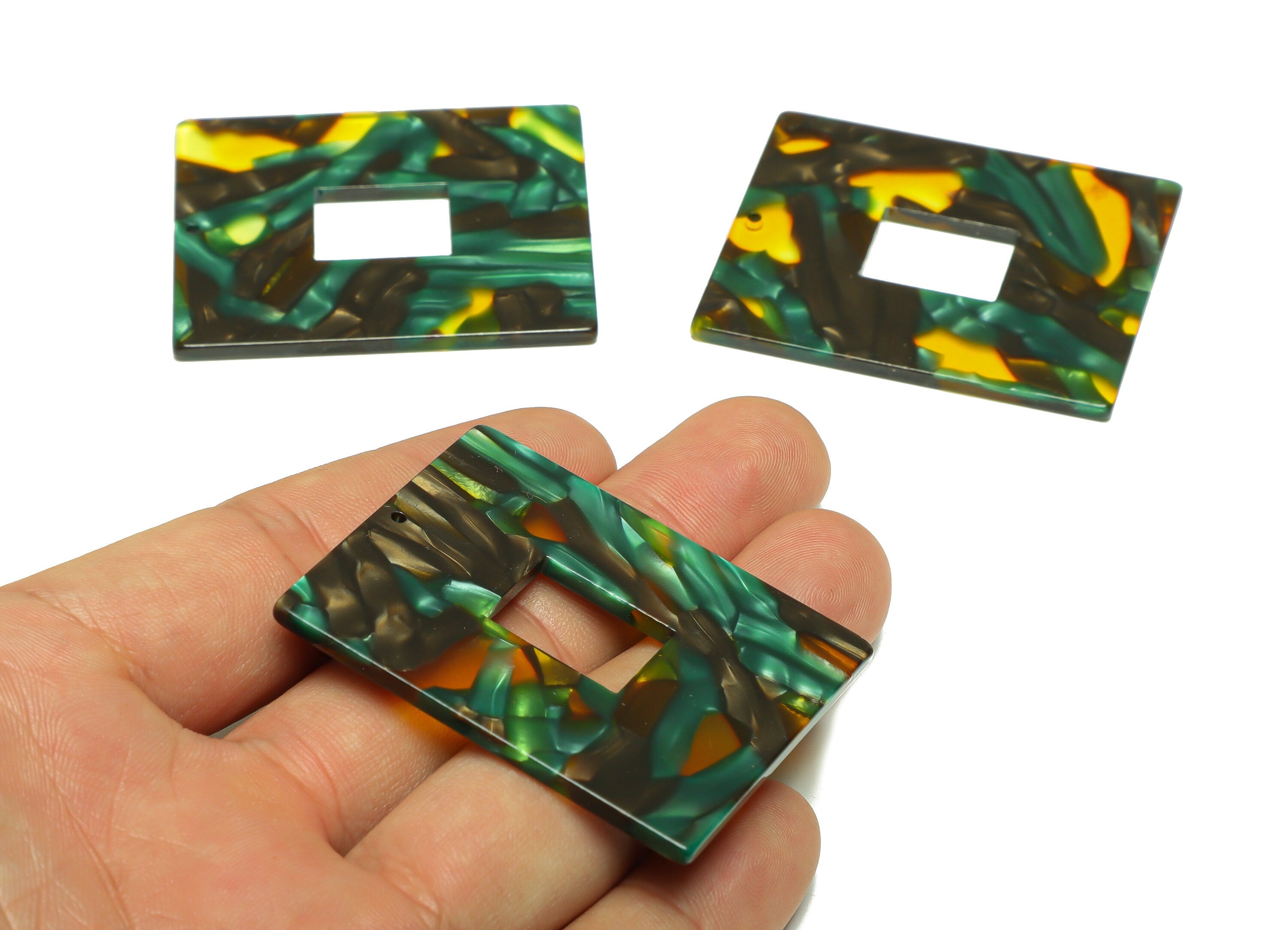 Acetate Rectangle Charm - Acetate Big Rectangle Pendant - Acetate Zebra Print Earring Charm - Code:A513 - 49x39.89x2mm - AC2614-A513 - DOMEDBAZAAR