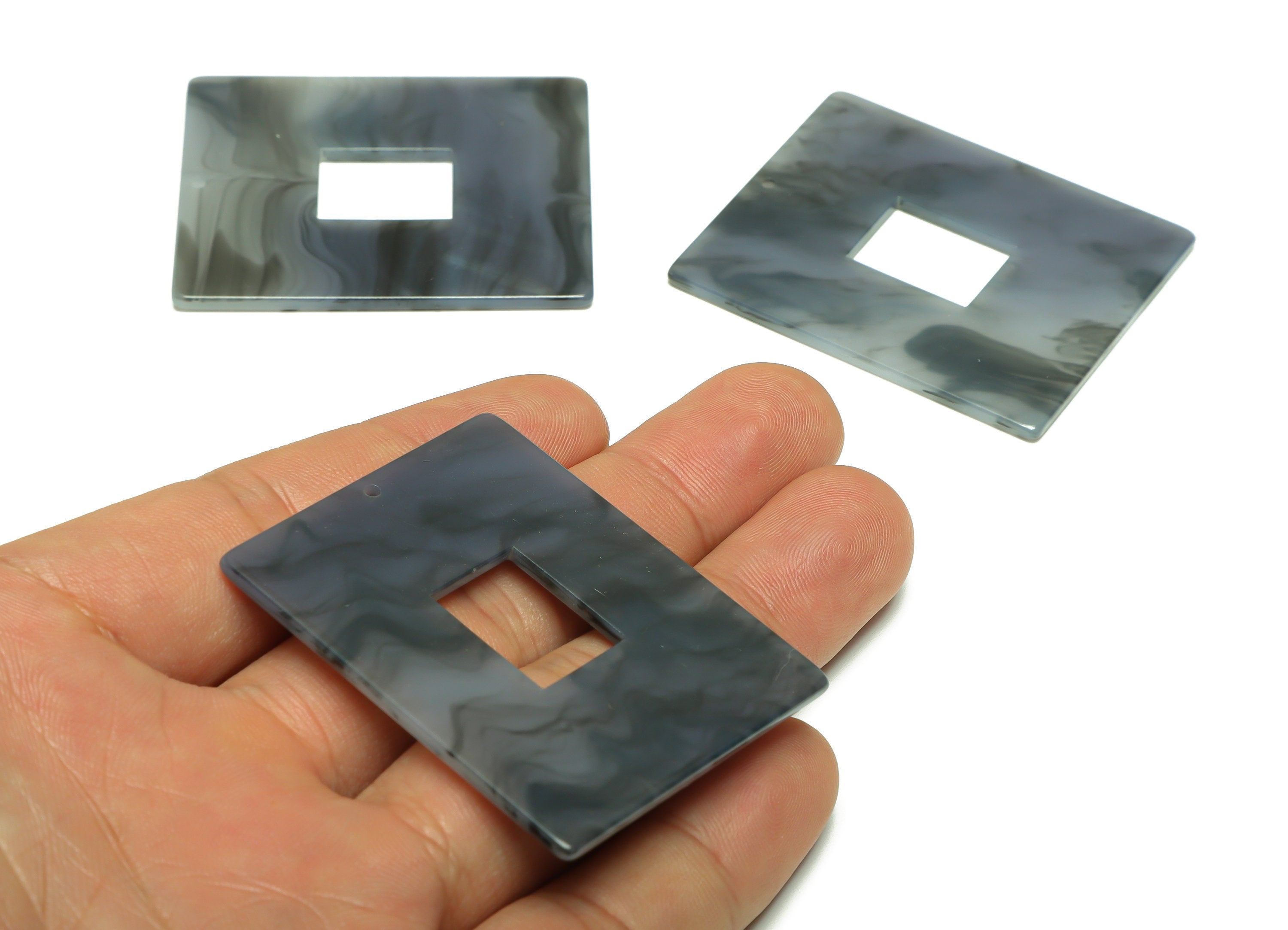 Acrylic Rectangle Charm - Acrylic Ink Color Pendant - Acrylic Earring Charm - Jewelry Making - Code:A957 - 49x39.89x2mm - AC2614-A957 - DOMEDBAZAAR