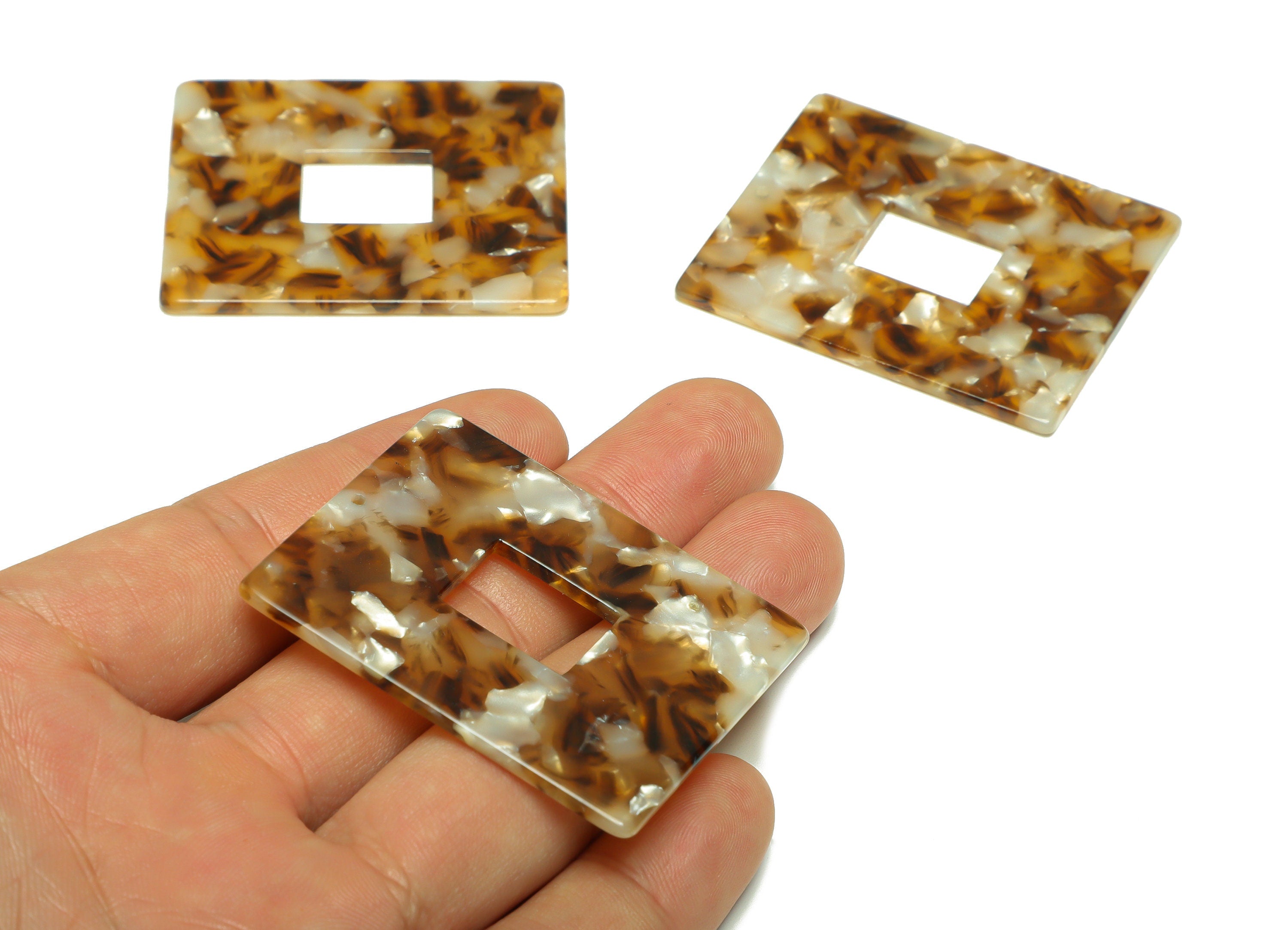 Acetate Rectangle Charm - Acetate Big Rectangle Pendant - Acetate Earring Charm - Code:A351 - 49x39.89x2mm - AC2614-A351 - DOMEDBAZAAR