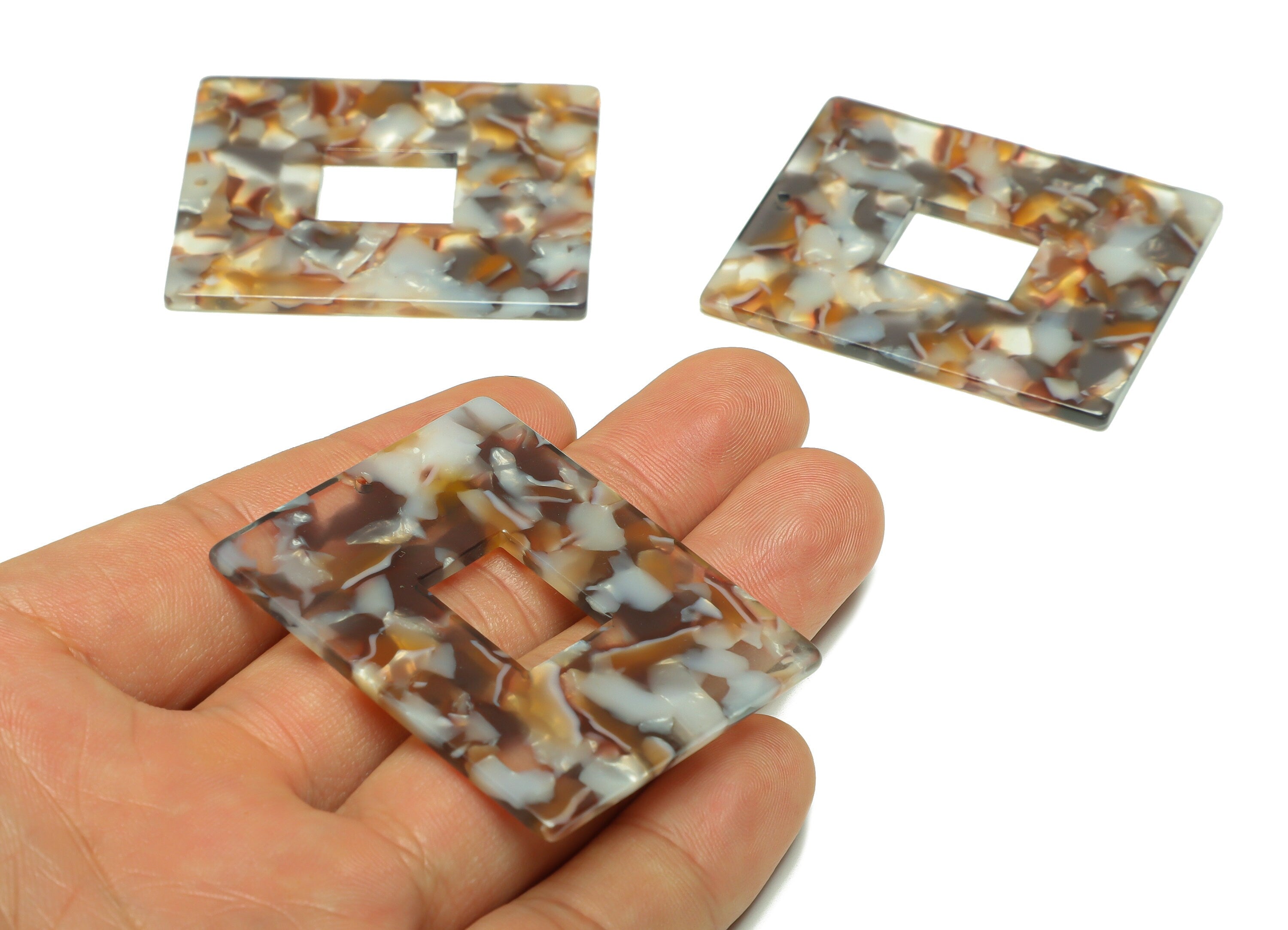 Acrylic Rectangle Charm - Acrylic Rainbow Pendant - Acrylic Earring Charm - Jewelry Making - Code:A936 - 49x39.89x2mm - AC2614-A936 - DOMEDBAZAAR