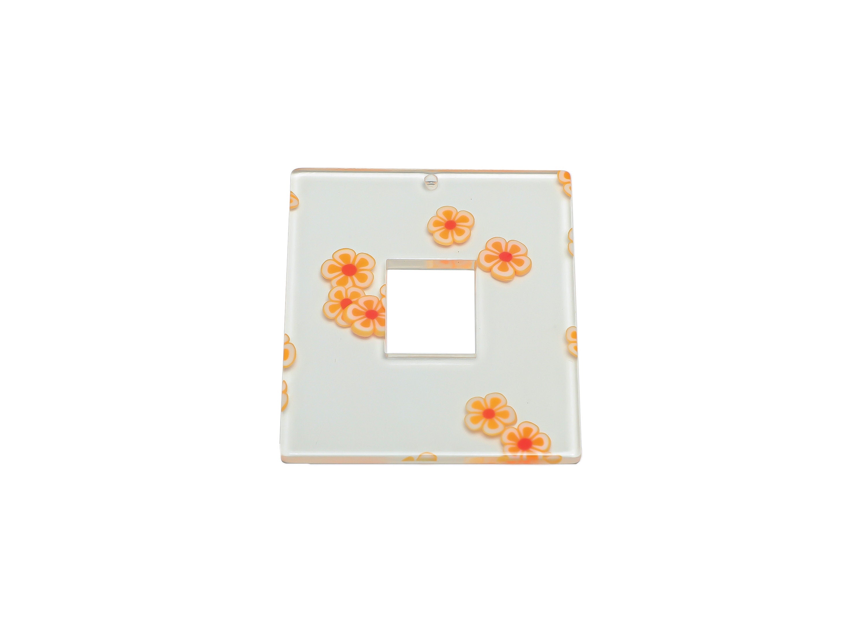 Acrylic Rectangle Charm - Acrylic Summer Flower Pendant - Acrylic Earring Charm - Jewelry Making - Code:A960 - 49x39.89x2mm - AC2614-A960 - DOMEDBAZAAR