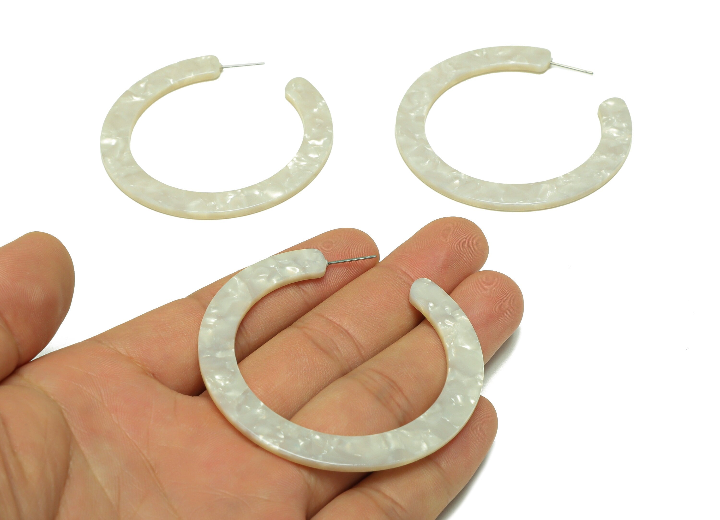 Acetate Open Hoop Earrings Stud - Acetate Hoop Earring -Acetate Round Earring Post - Open Circle - Color Code:12 - 61x60x2mm - AC2615-A12 - DOMEDBAZAAR