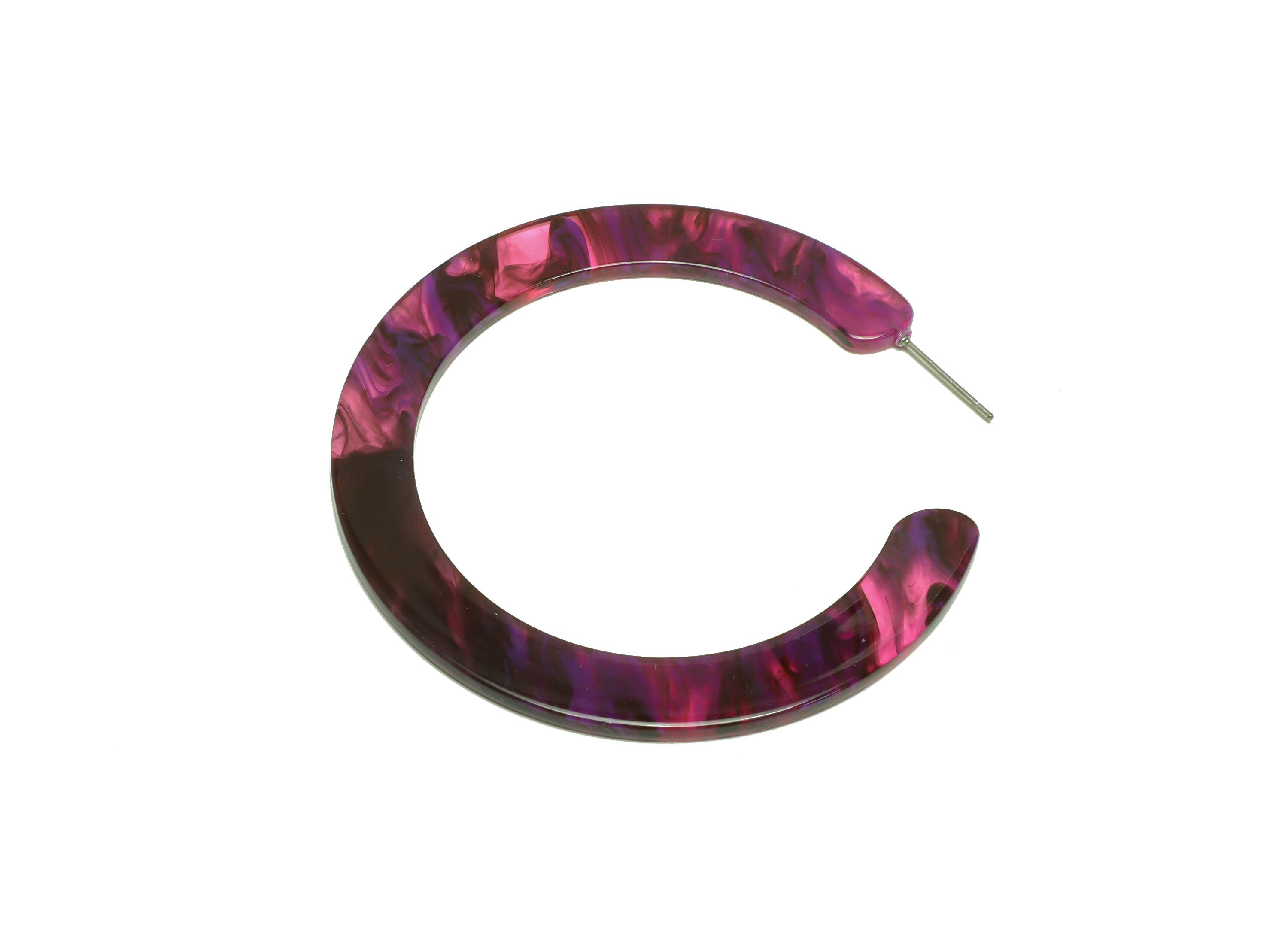 Acrylic Open Hoop Earrings Stud - Acrylic Hoop Earring - Acrylic Round Earring Post - Open Circle - Color Code:946 - 61x60x2mm - AC2615-A946 - DOMEDBAZAAR