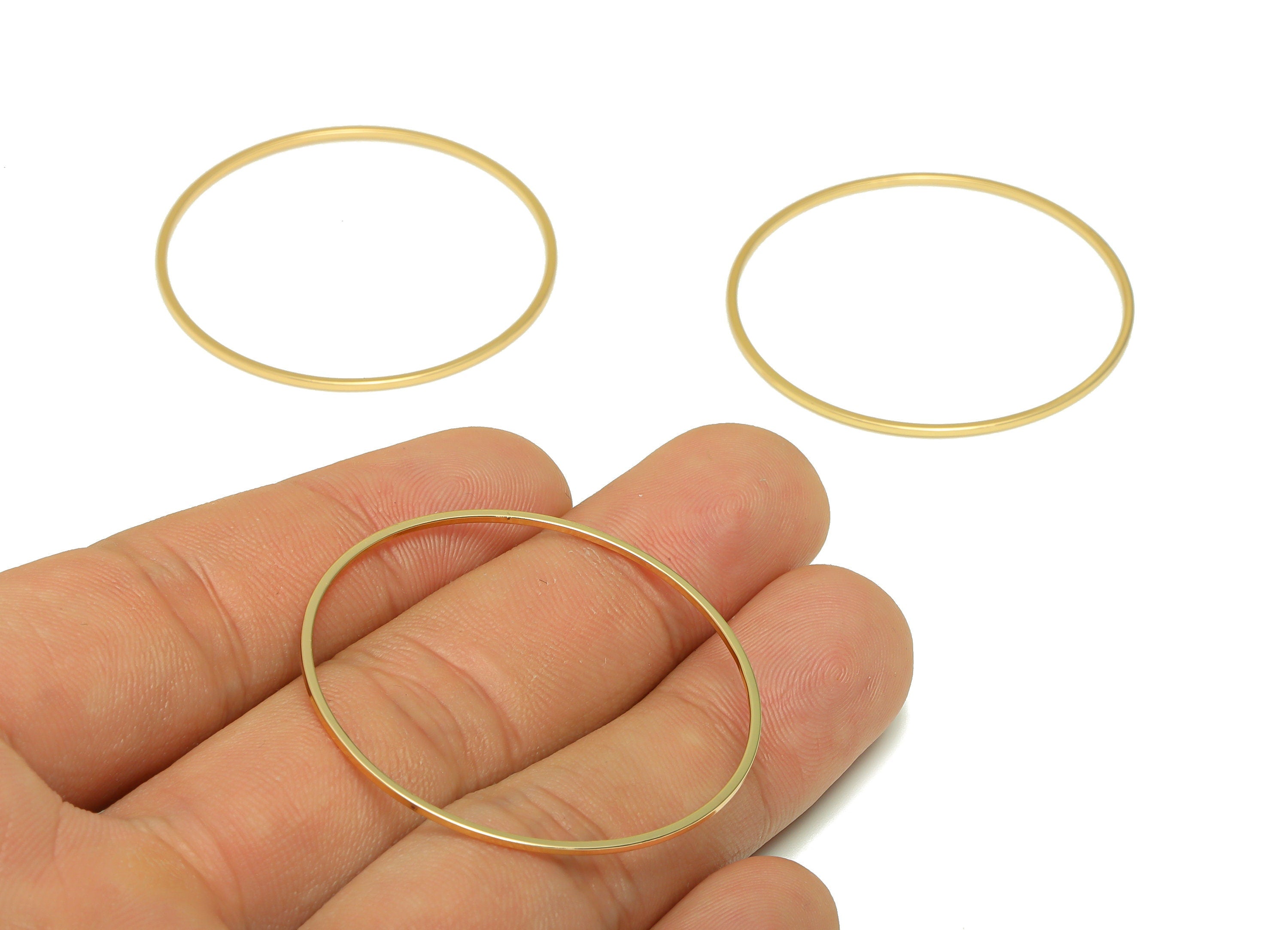 40mm Gold Rings - Stainless Steel Round Connectors - Closed Loop Rings - Earring Hoop Findings - 18K Gold Tone Plated- 40mx40x1mm-RGP6724-40 - DOMEDBAZAAR