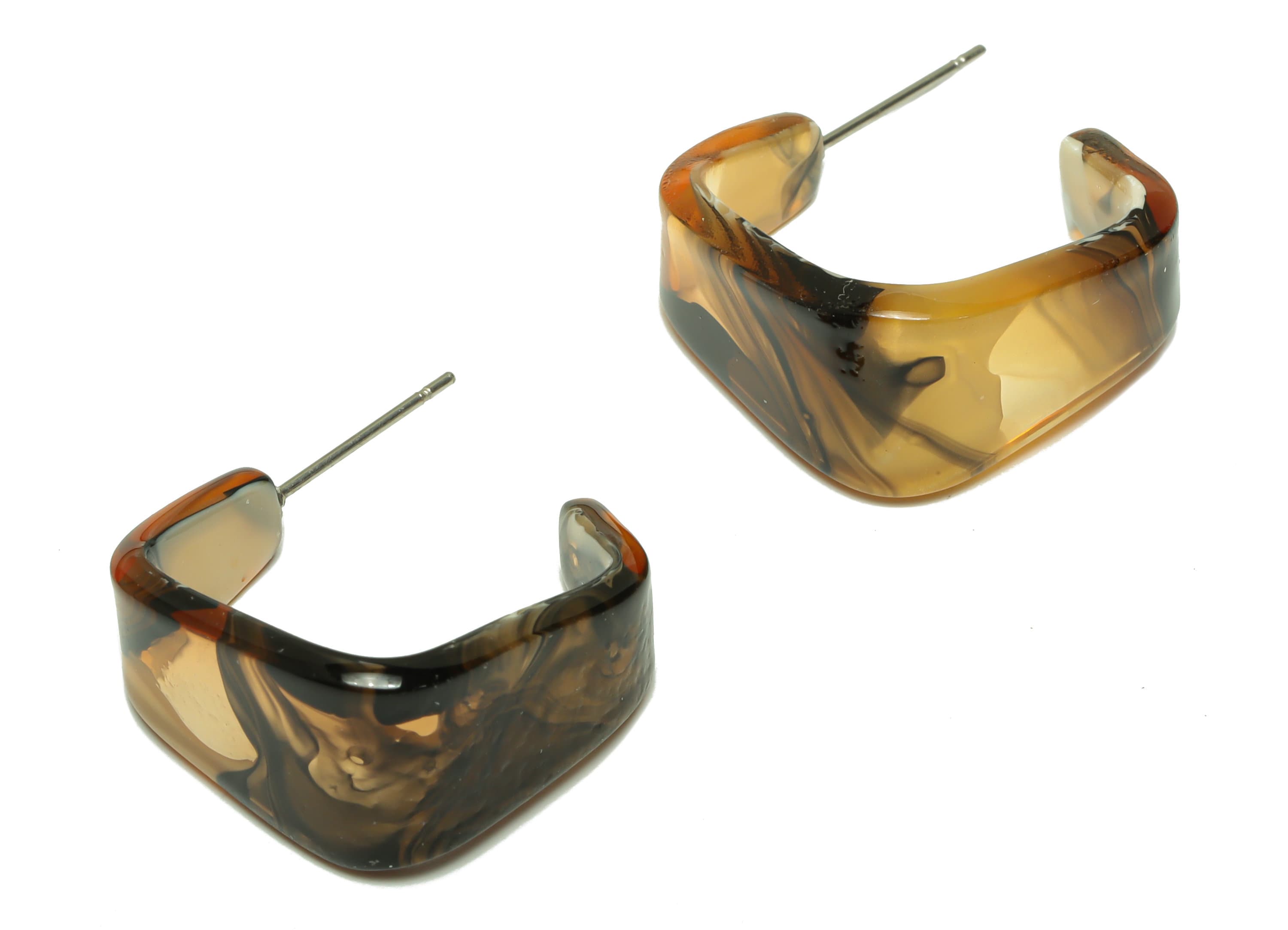 Acrylic Hoop Earrings Stud -Acrylic Wide Rainbow Earring - Open Hoop Square Earring Post - Color Code:931- 26x21x2.8mm - AC2617-A931 - DOMEDBAZAAR