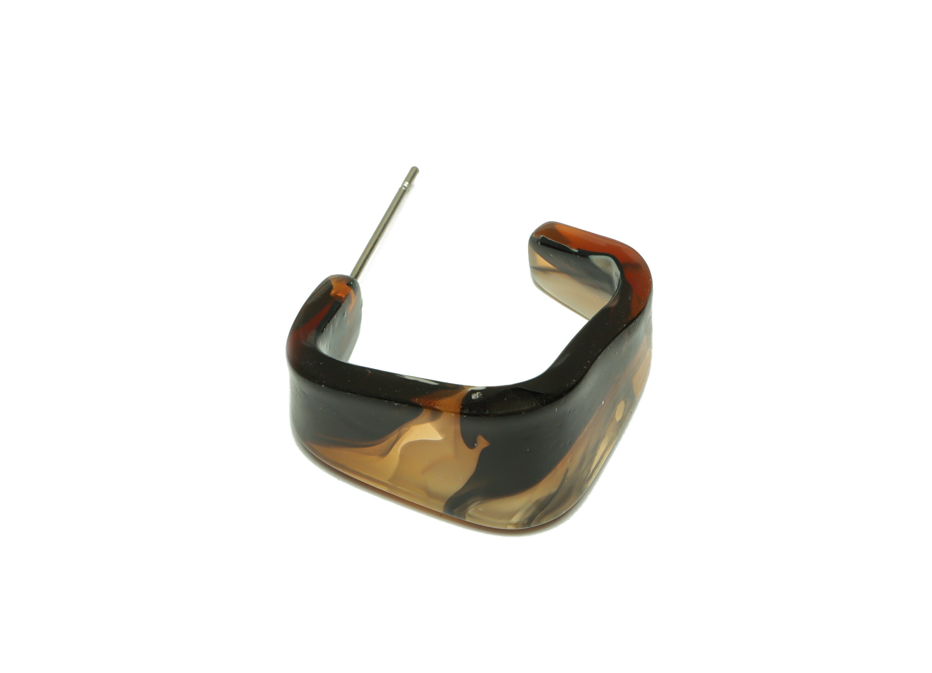 Acrylic Hoop Earrings Stud -Acrylic Wide Rainbow Earring - Open Hoop Square Earring Post - Color Code:931- 26x21x2.8mm - AC2617-A931 - DOMEDBAZAAR