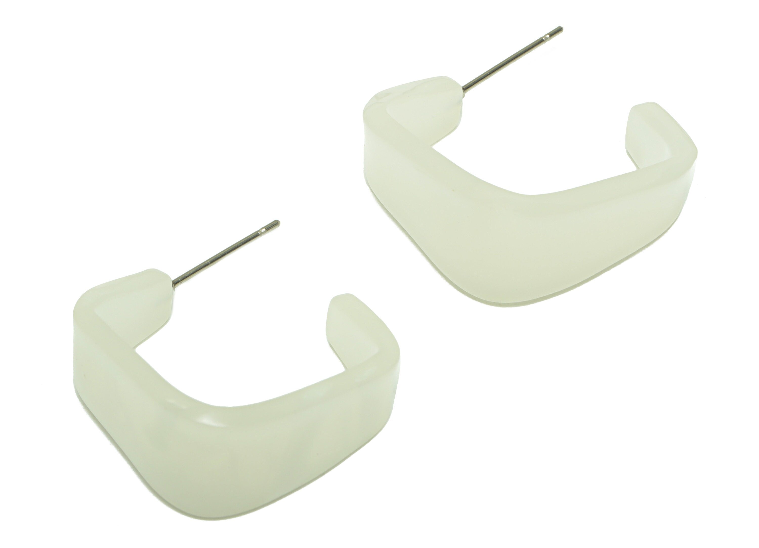 Acrylic Hoop Earrings Stud -Acrylic Wide Round Earring - Open Hoop Square Earring Post - Color Code:520- 26x21x2.8mm - AC2617-A520 - DOMEDBAZAAR