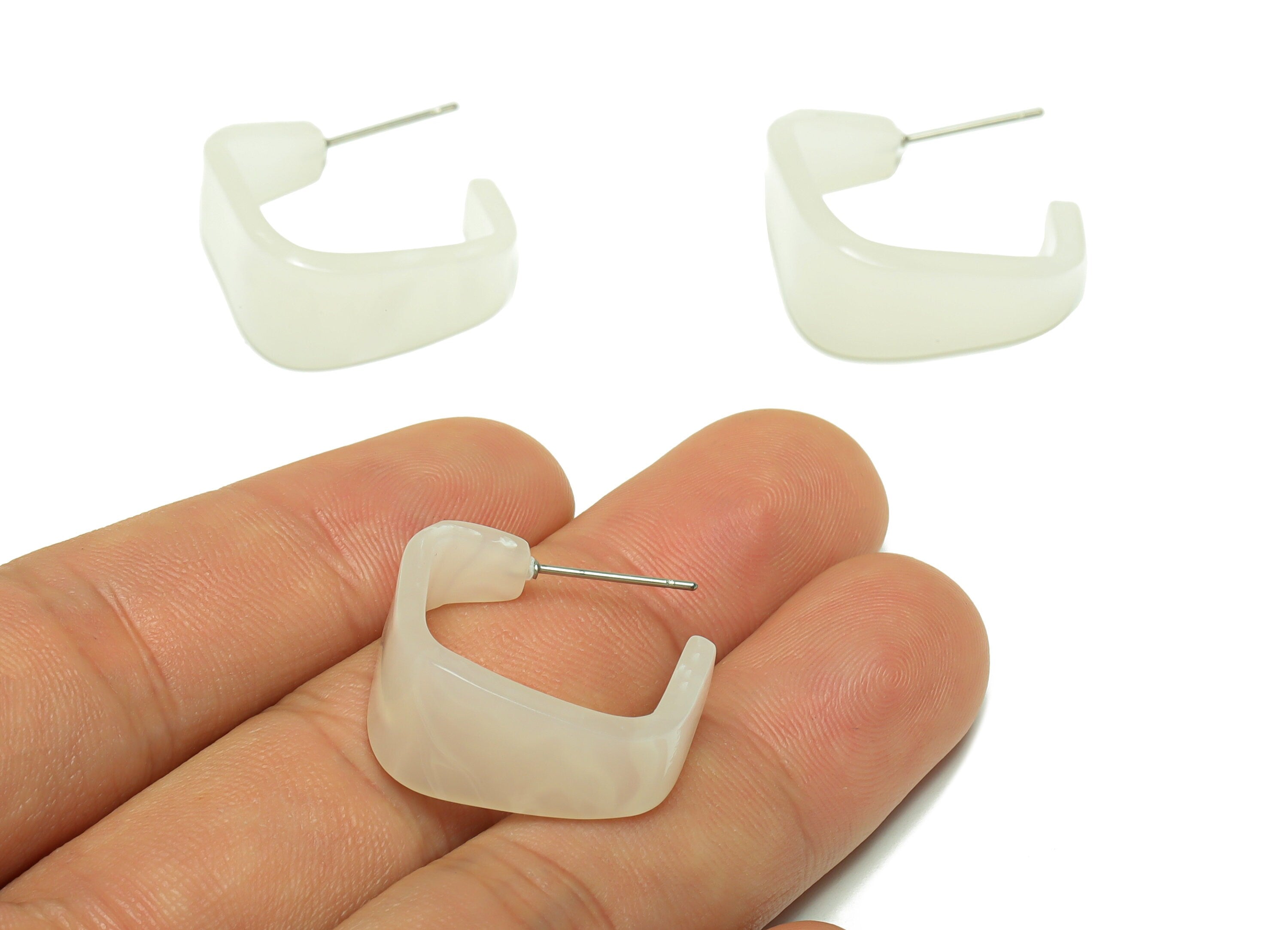 Acrylic Hoop Earrings Stud -Acrylic Wide Round Earring - Open Hoop Square Earring Post - Color Code:520- 26x21x2.8mm - AC2617-A520 - DOMEDBAZAAR