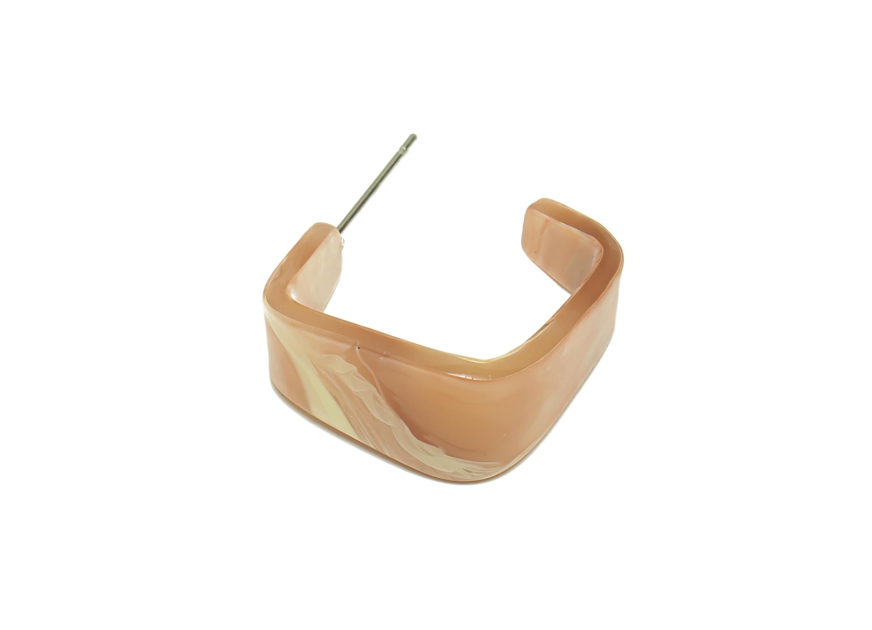 Acrylic Hoop Earrings Stud -Acrylic Wide Hoop Earring - Open Hoop Square Earring Post - Color Code:961- 26x21x2.8mm - AC2617-A961 - DOMEDBAZAAR