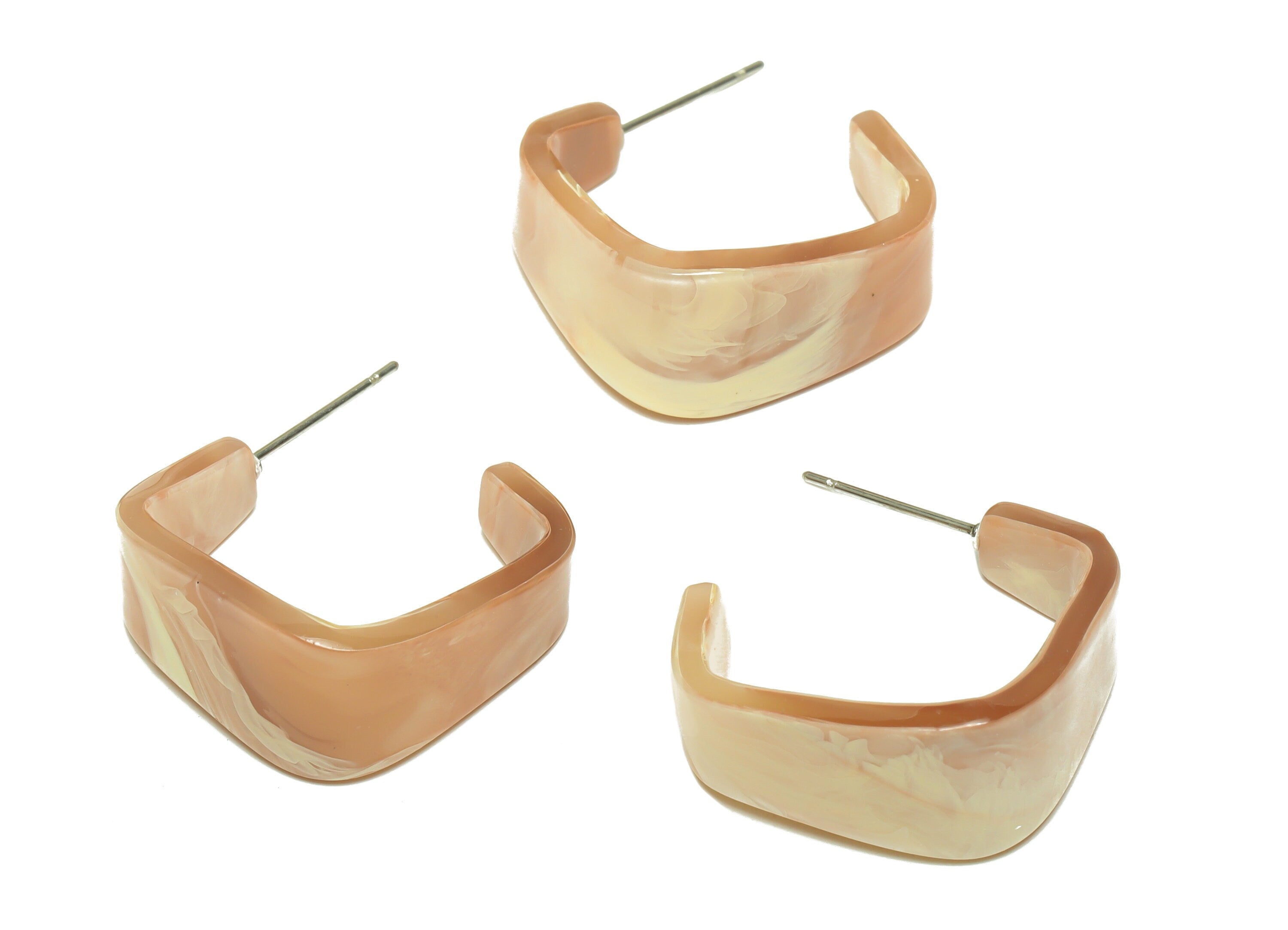 Acrylic Hoop Earrings Stud -Acrylic Wide Hoop Earring - Open Hoop Square Earring Post - Color Code:961- 26x21x2.8mm - AC2617-A961 - DOMEDBAZAAR