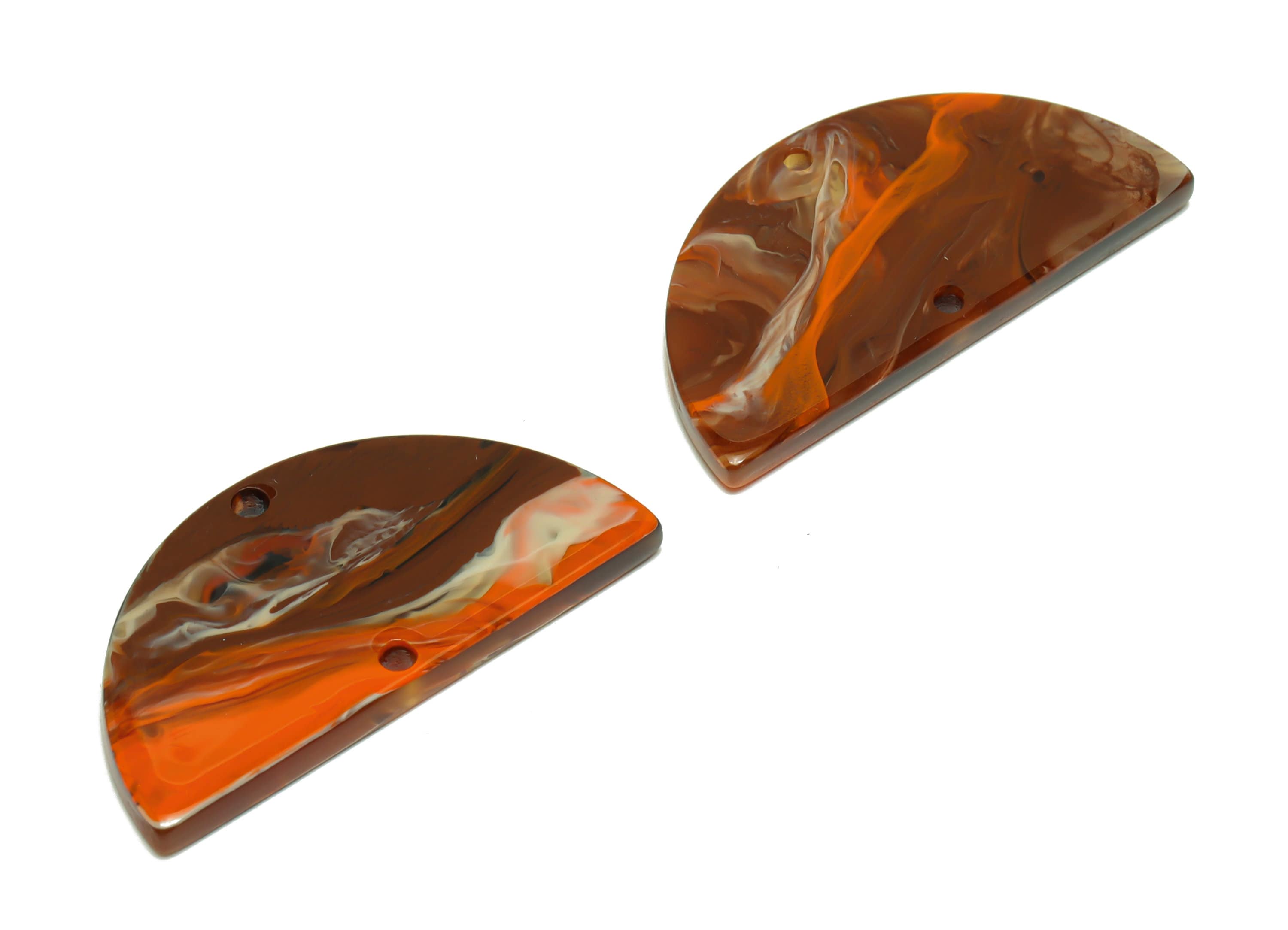 Acrylic Semi Circle Connectors Charms - 2 Holes Half Moon Earrings - Rainbow Earring Charm - Color Code:A937 - 33x16x2.77mm - AC2619-A937 - DOMEDBAZAAR