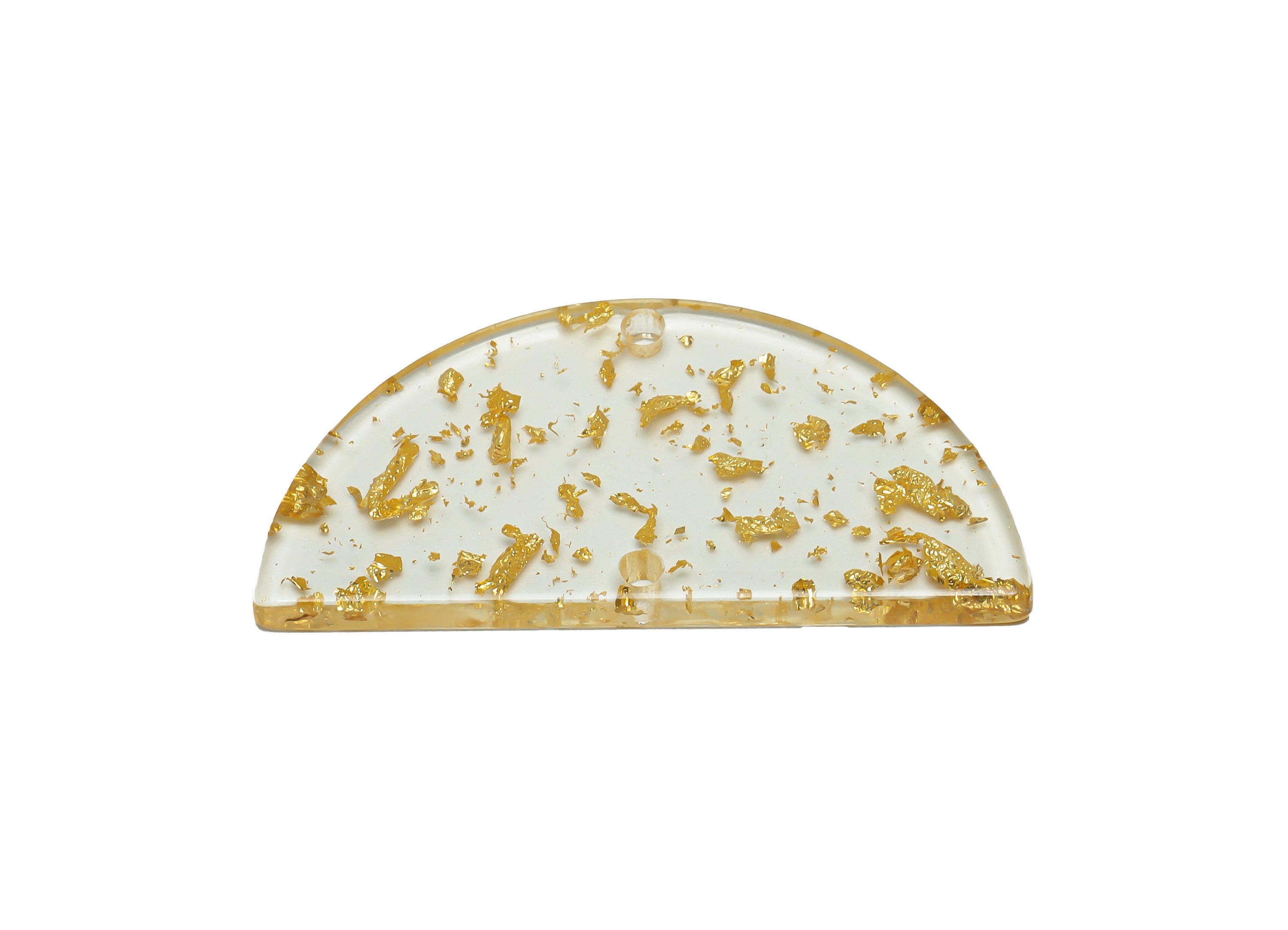 Acrylic Connectors Charms - Half Moon Holes Earrings - Gold Foil Transparent Semicircle Earring - Color Code:A587 - 33x16x2mm - AC2619-A587 - DOMEDBAZAAR