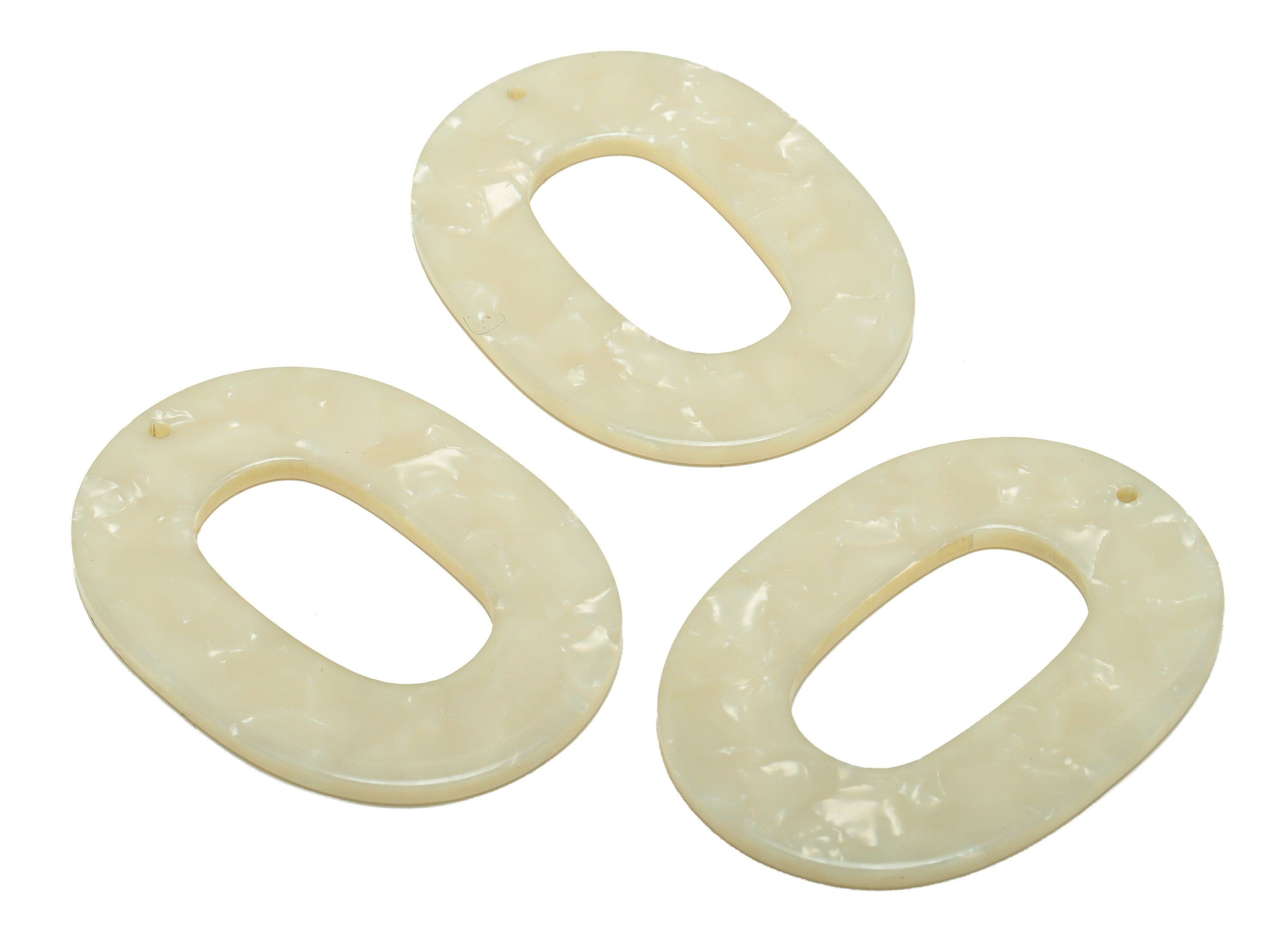 Acetate Oval Charms - Oval Earrings and Pendant - Geometry Earring Findings - Ivory Color Charm - Color Code:A32 - 47x34x2mm - AC2618-A32 - DOMEDBAZAAR