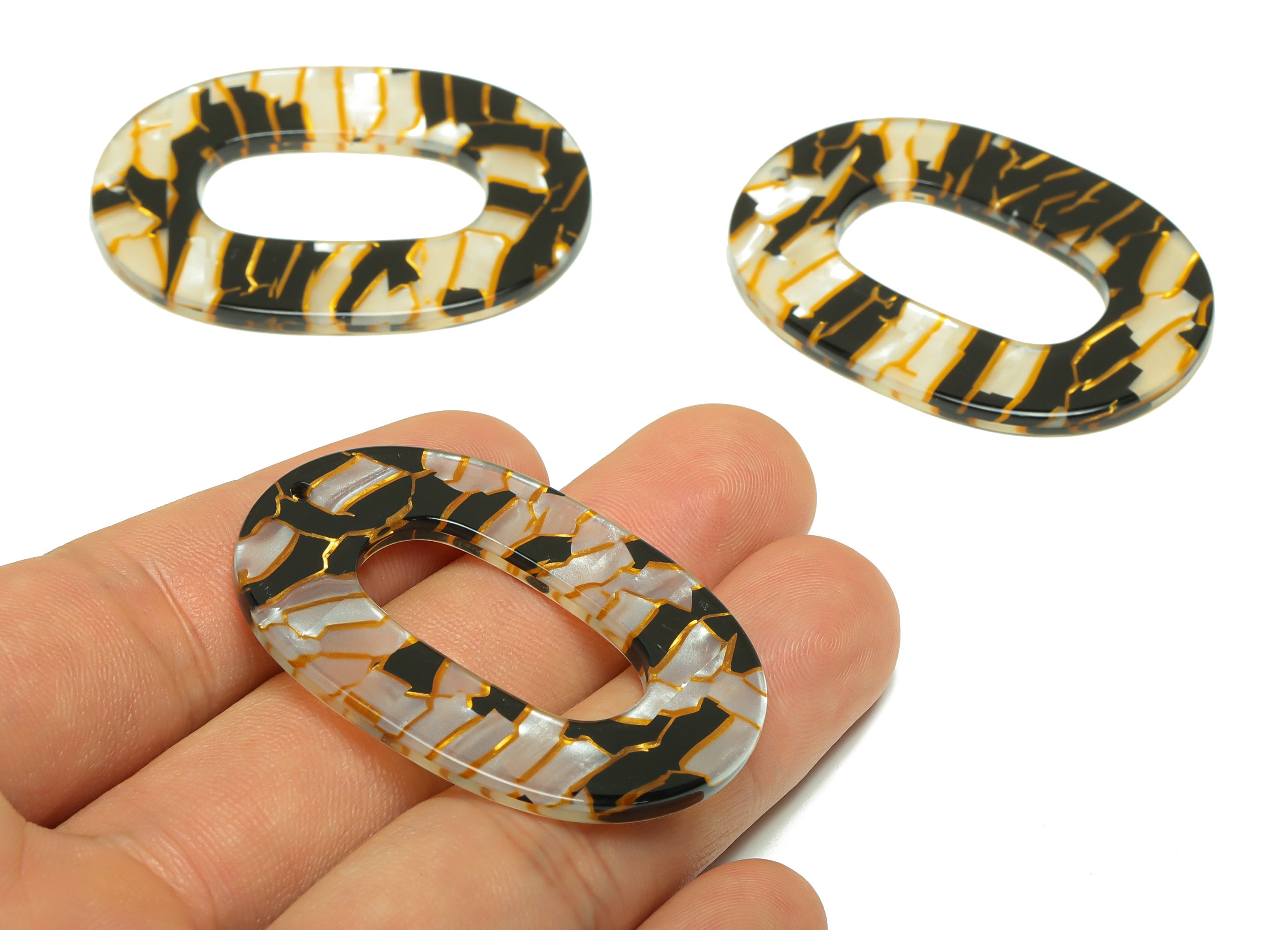 Acrylic Oval Charms - Oval Earrings and Pendant - Geometry Earring Findings - Jewelry Supplies - Color Code:A403 - 47x34x2mm - AC2618-A403 - DOMEDBAZAAR