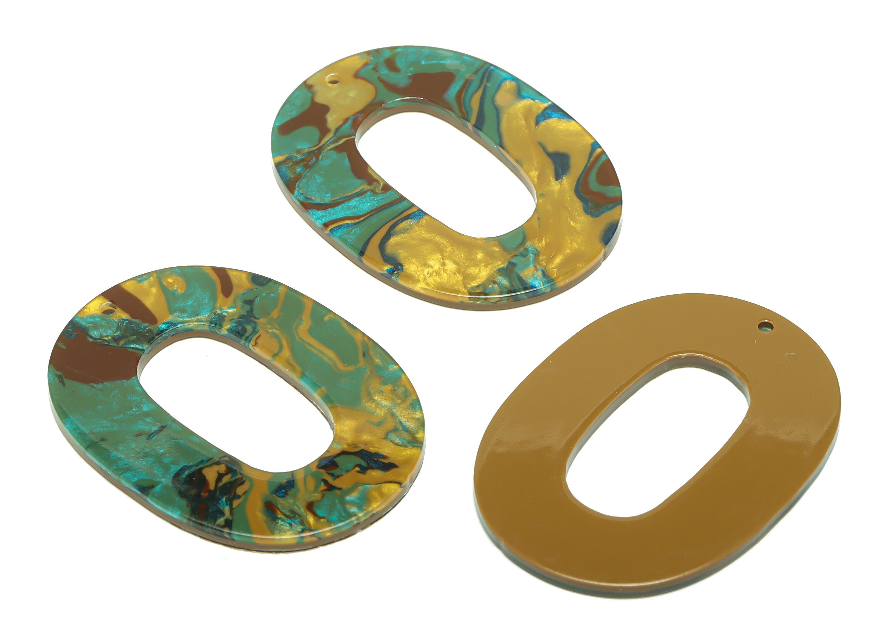 Acrylic Oval Charms - Oval Earrings and Pendant - Geometry Marbling Pattern Oval Earring Charm- Color Code:A947 - 47x34x2mm - AC2618-A947 - DOMEDBAZAAR