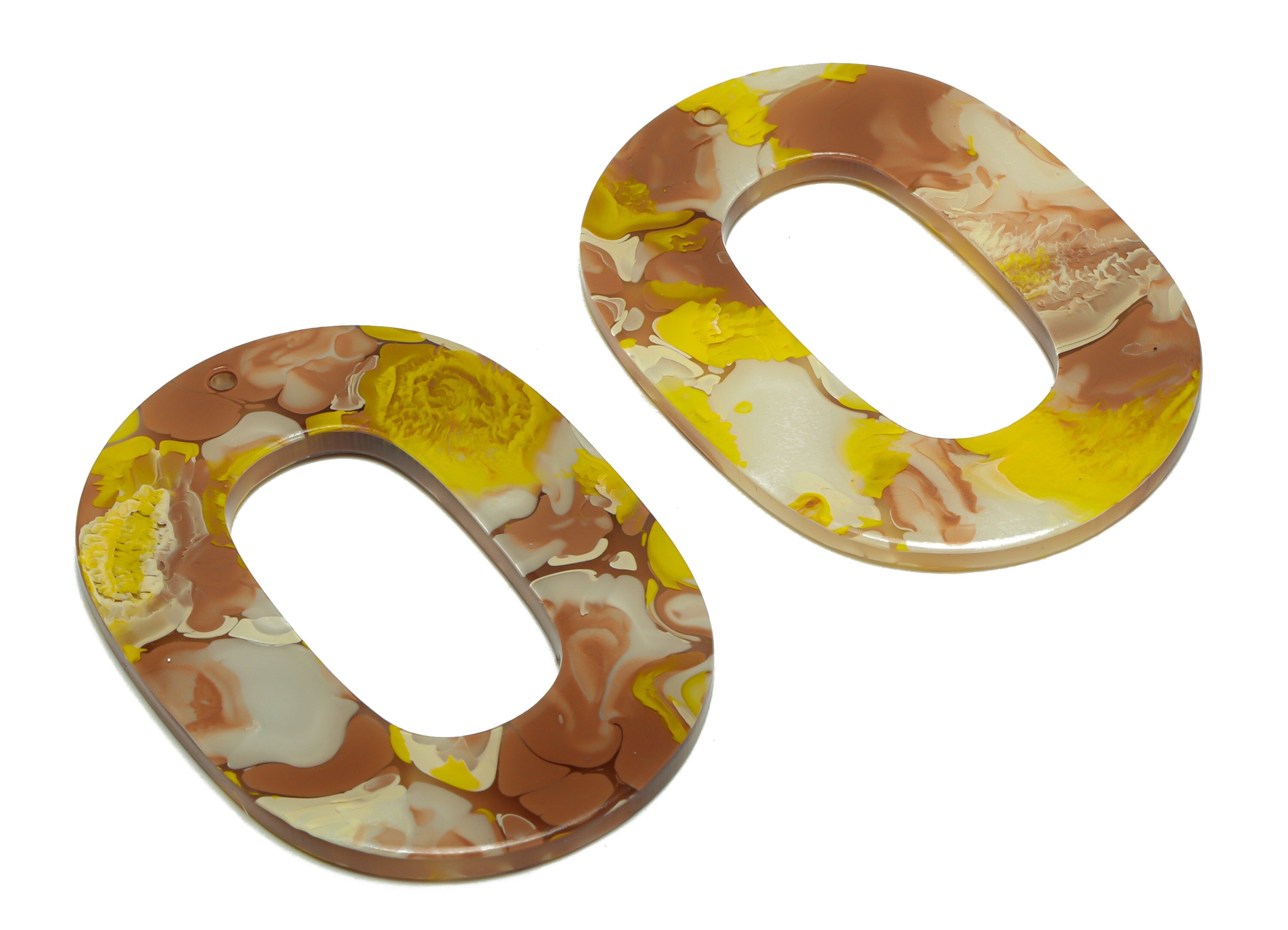 Acrylic Oval Charms - Oval Earrings and Pendant - Geometry Marbling Pattern Oval Earring Charm - Color Code:A583 - 47x34x2mm - AC2618-A583 - DOMEDBAZAAR