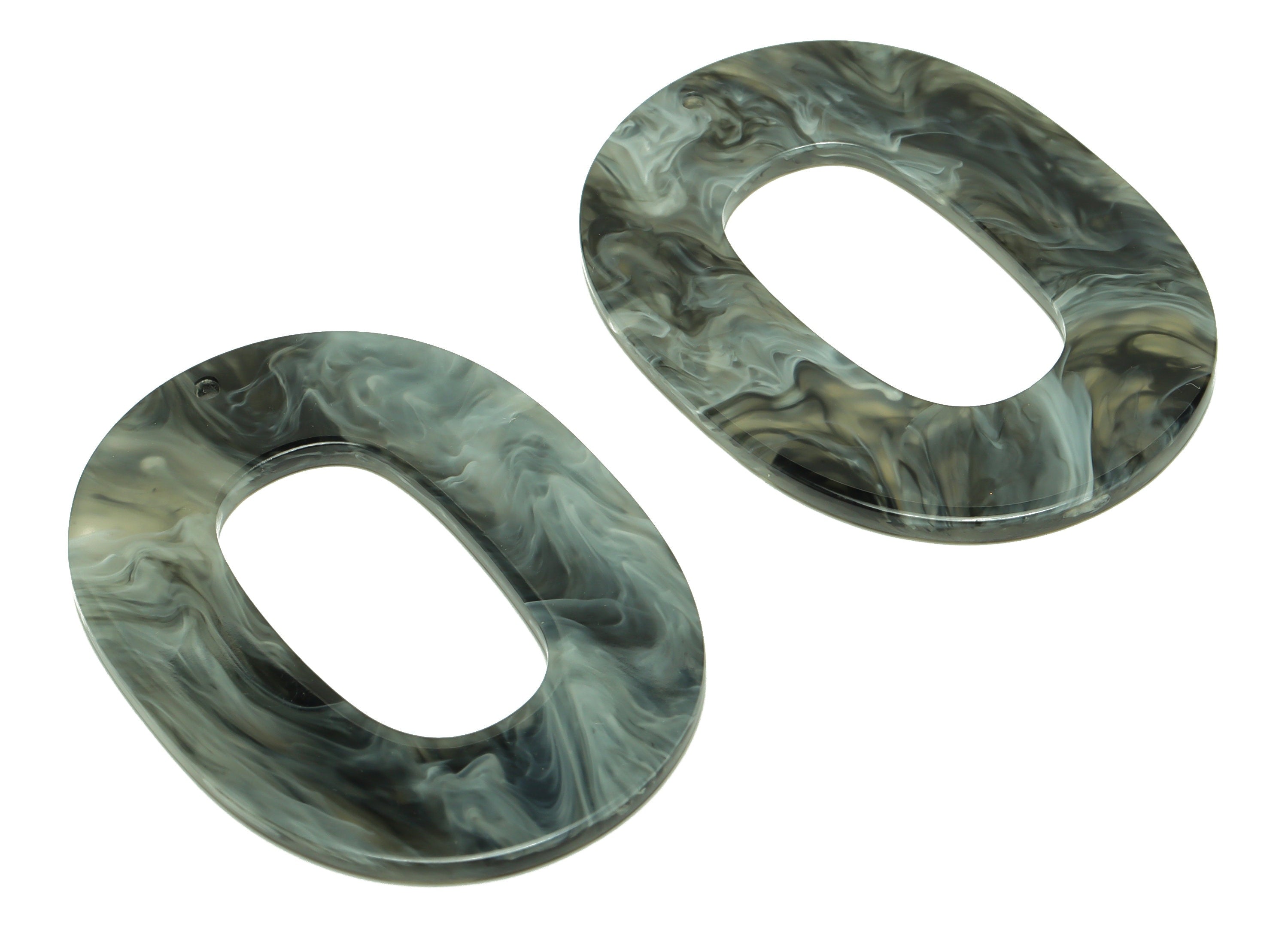 Acrylic Oval Charms - Oval Earrings and Pendant - Geometry Earring Findings - Smoke Acrylic Color- Color Code:A965 - 47x34x2mm - AC2618-A965 - DOMEDBAZAAR