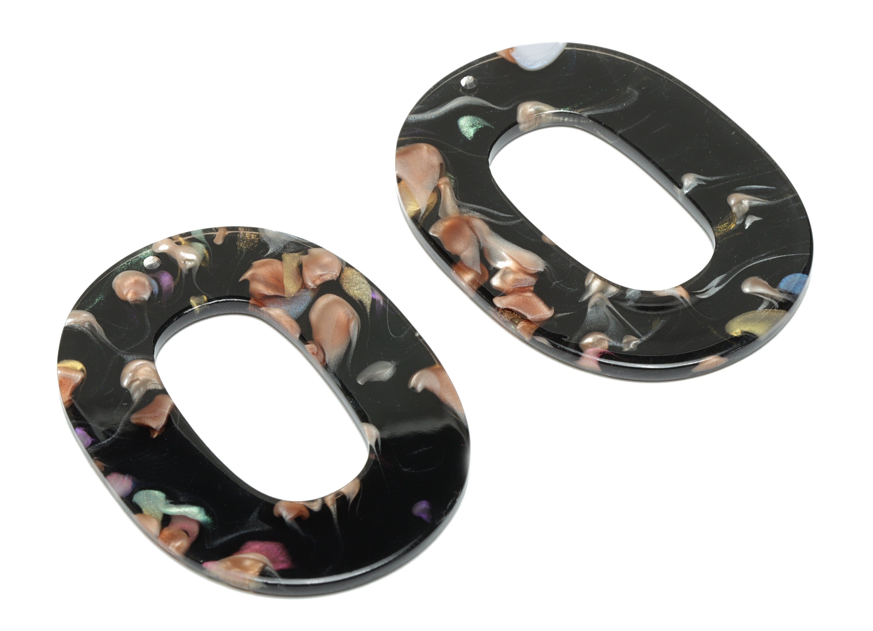 Acrylic Oval Charms - Oval Earrings and Pendant - Geometry Earring Findings - Flower Pendant - Color Code:A949 - 47x34x2mm - AC2618-A949 - DOMEDBAZAAR