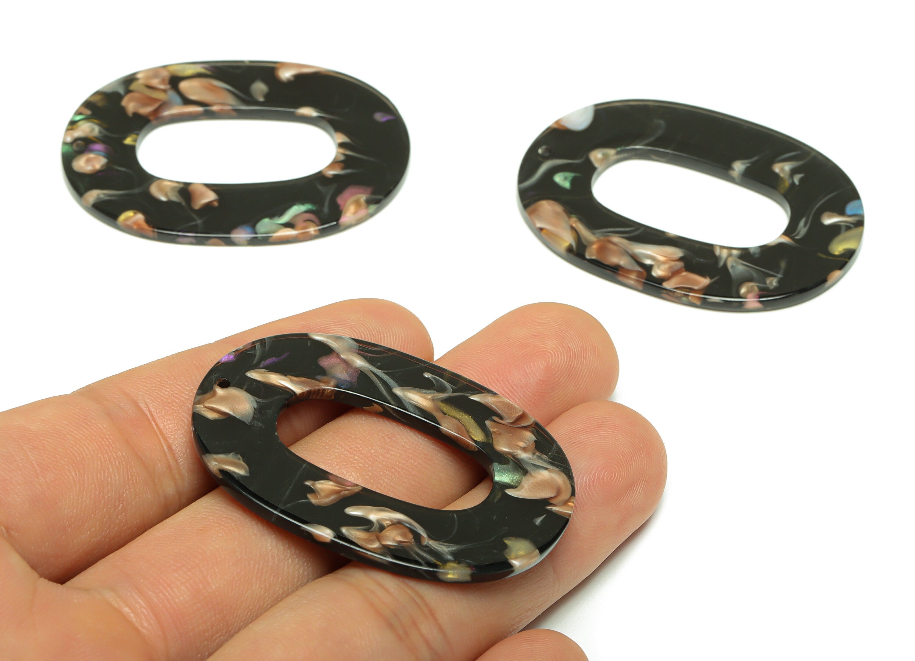 Acrylic Oval Charms - Oval Earrings and Pendant - Geometry Earring Findings - Flower Pendant - Color Code:A949 - 47x34x2mm - AC2618-A949 - DOMEDBAZAAR