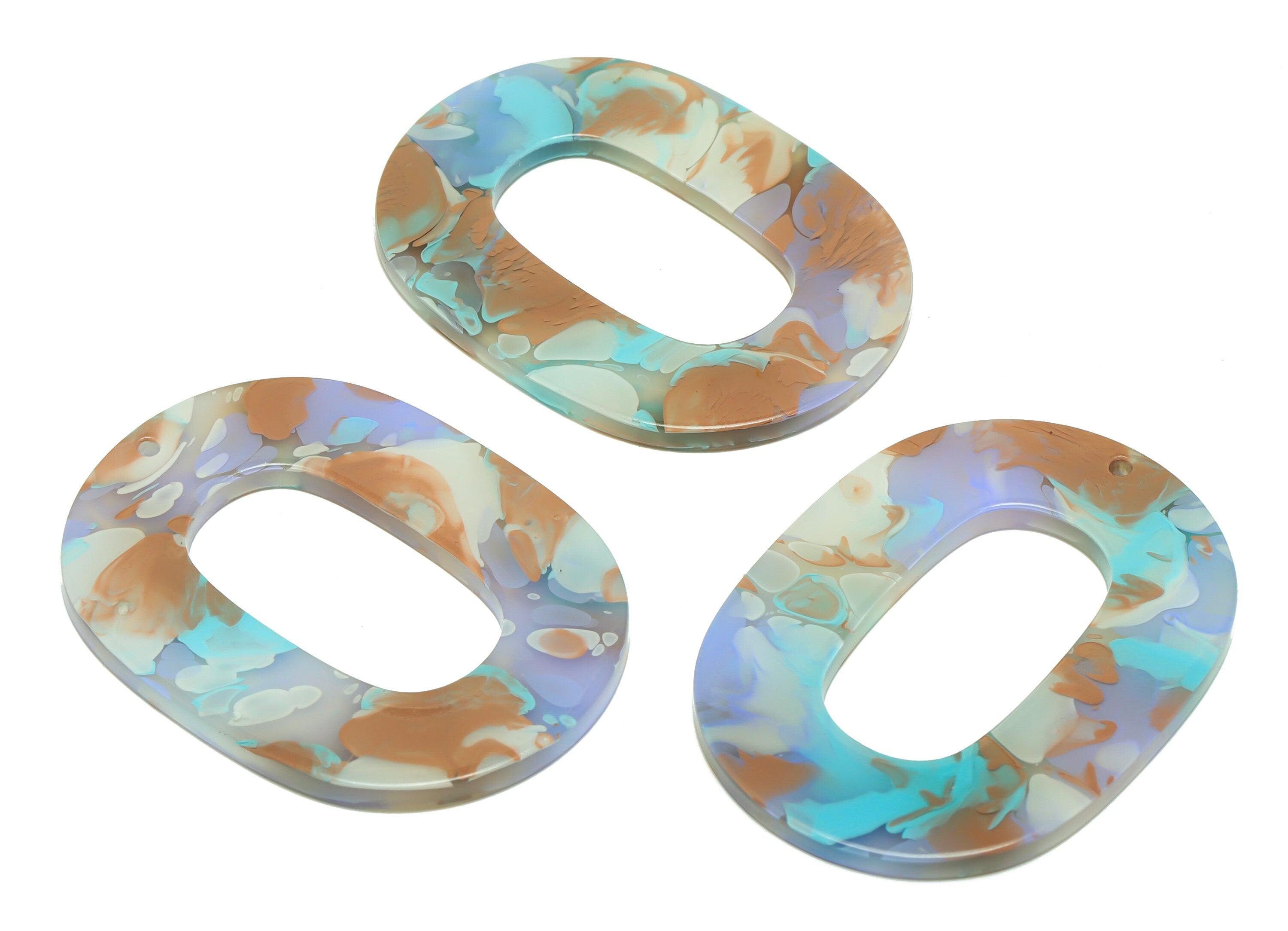 Acrylic Oval Charms - Oval Earrings and Pendant - Geometry Marbling Pattern Oval Earring - Color Code:A584 - 47x34x2mm - AC2618-A584 - DOMEDBAZAAR