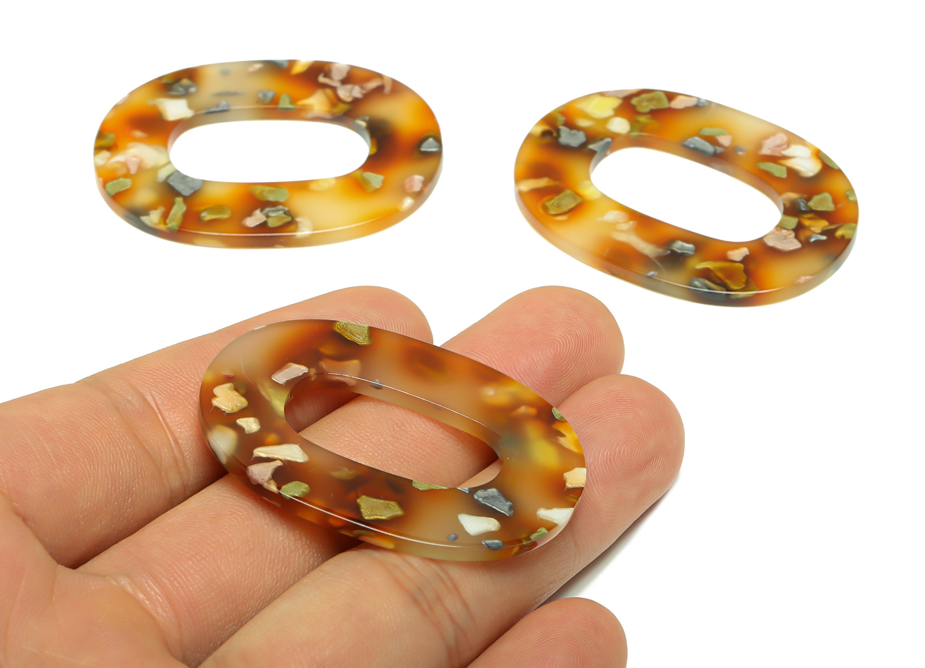 Acrylic Oval Charms - Oval Earrings and Pendant - Geometry Earring Findings - Jewelry Supplies - Color Code:A607 - 47x34x2mm - AC2618-A607 - DOMEDBAZAAR