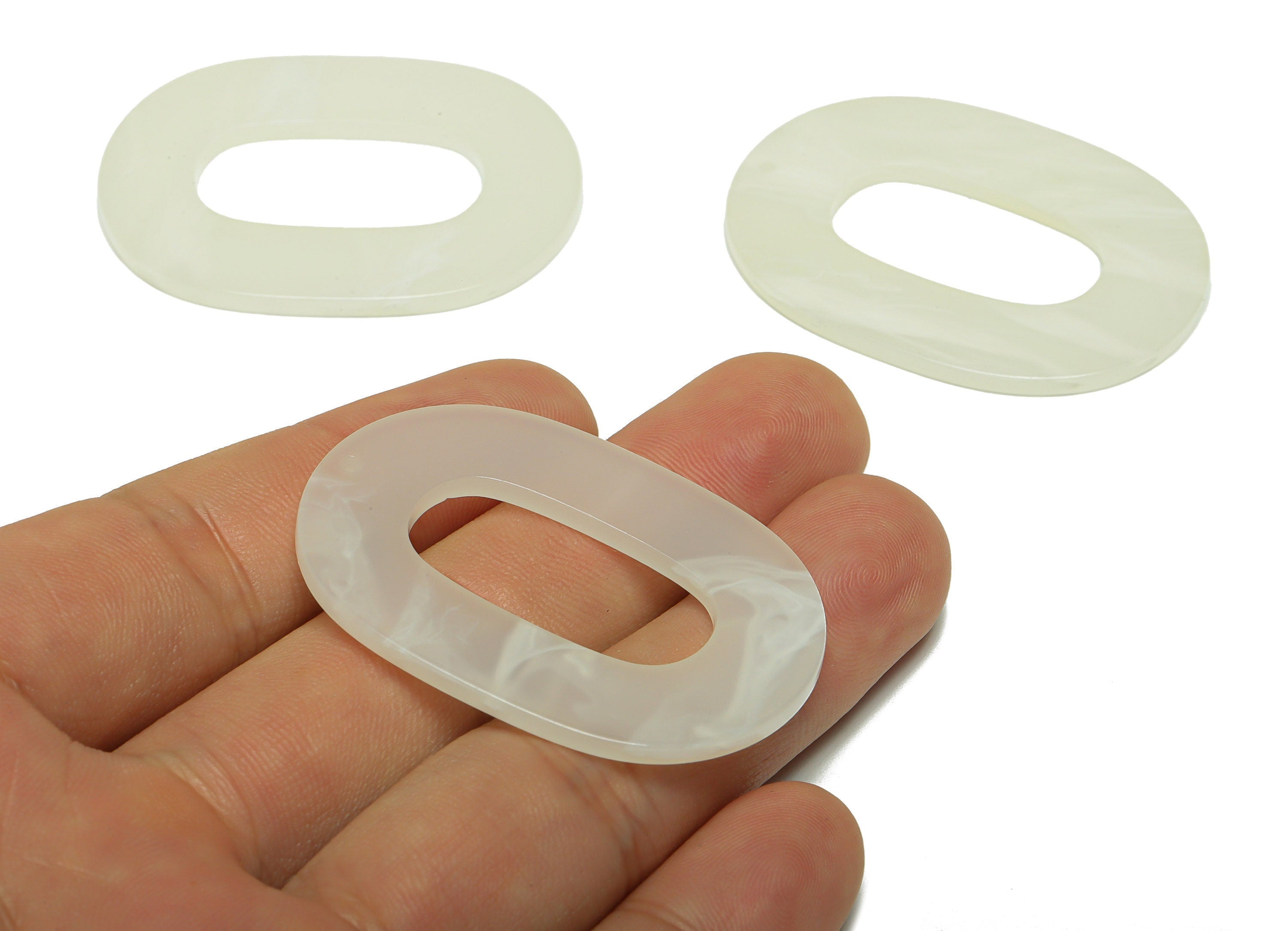 Acrylic Oval Charms - Oval Earrings and Pendant - Geometry Earring Findings -Milky White - Color Code:A520 - 47x34x2mm - AC2618-A520 - DOMEDBAZAAR