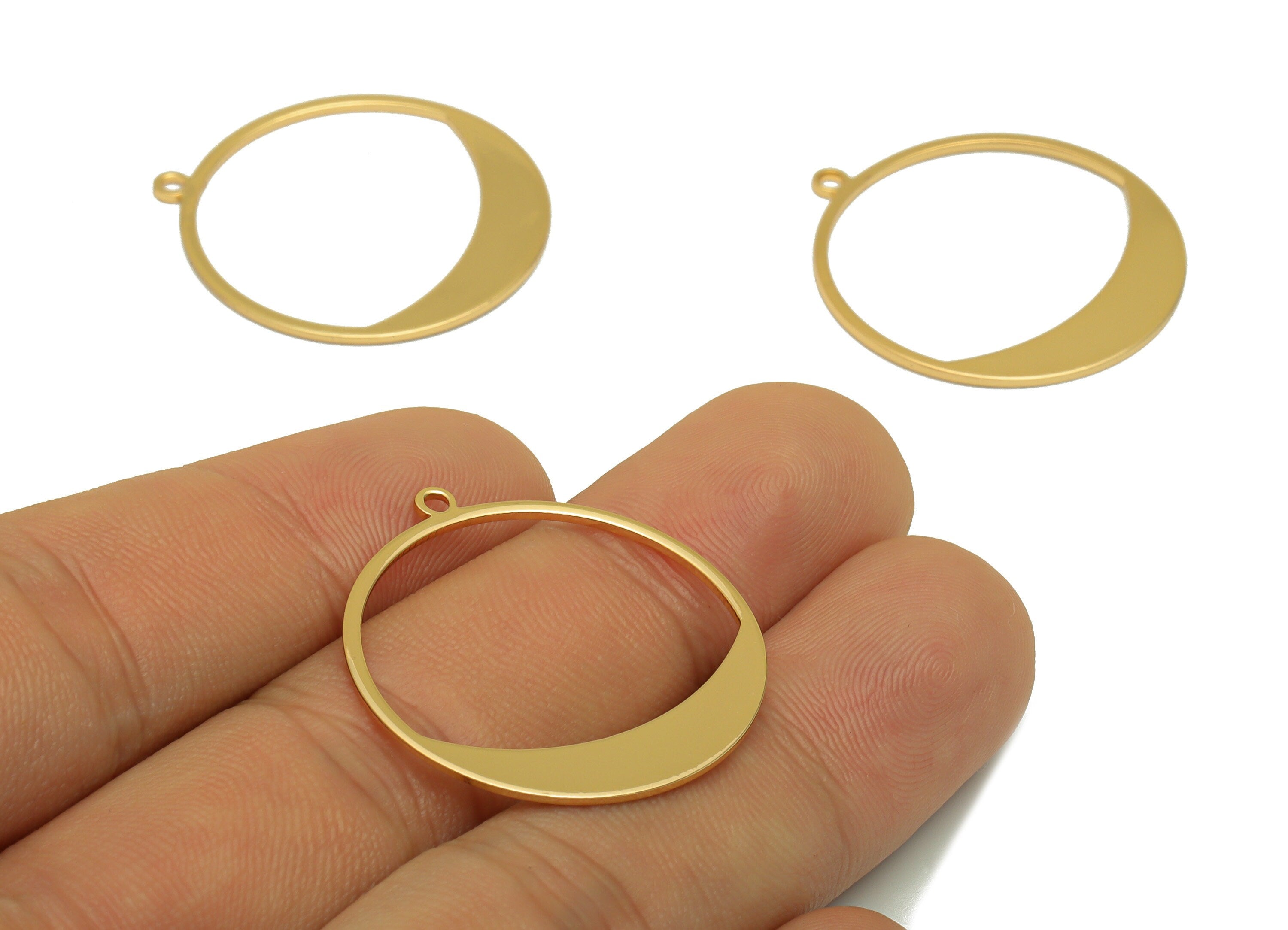 Brass Circle Charms - Brass Round Earring Charm - Brass Circle Pendant - KC Gold Tone Plating - 30.2x28.18x0.96mm - PP1816 - DOMEDBAZAAR