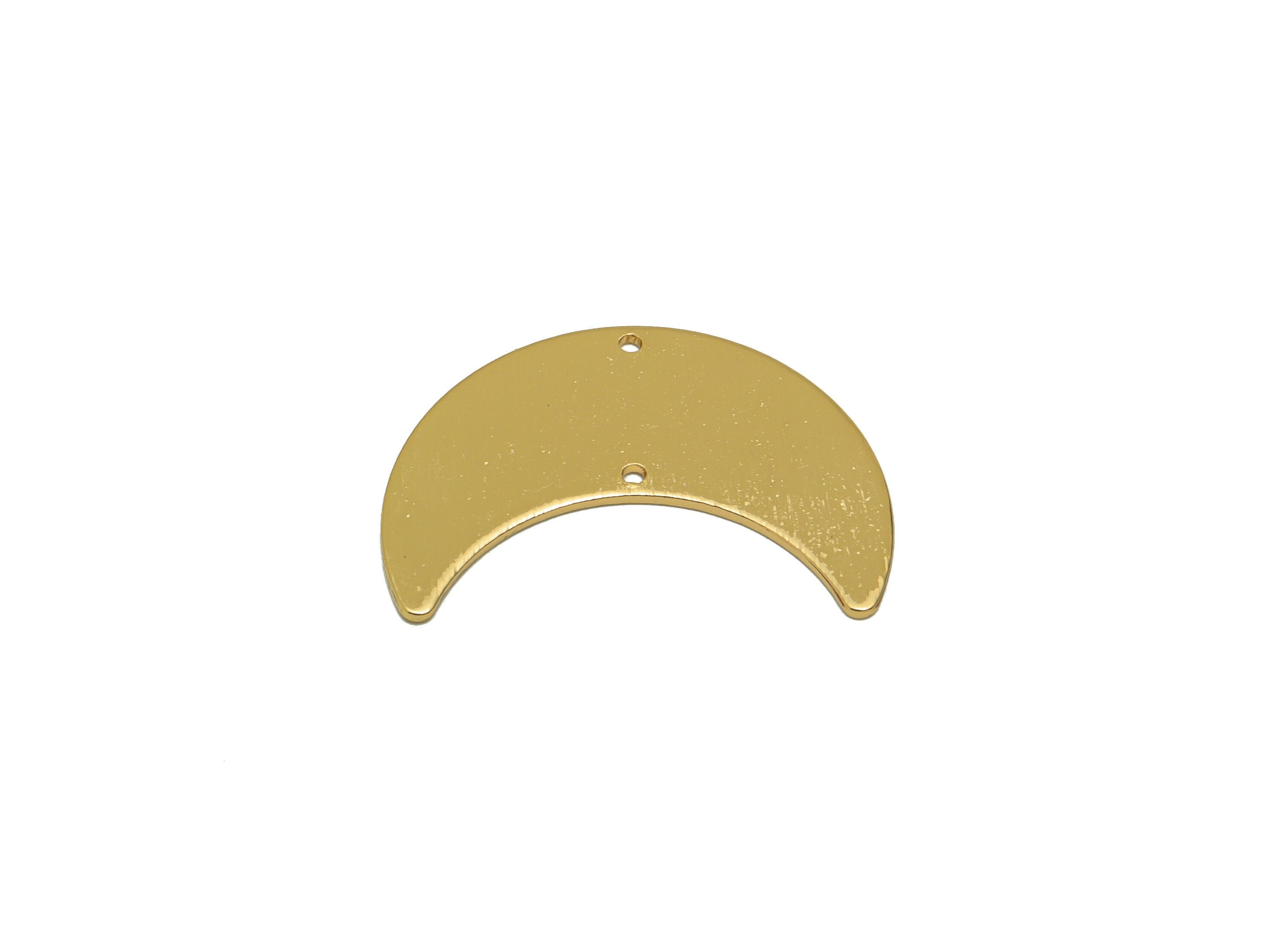 Brass Crescent Connector For Earring -Brass Textured Moon Connector For Necklace - KC Gold Tone Plating - 28.06x19.69x0.82mm - PP3385G - DOMEDBAZAAR