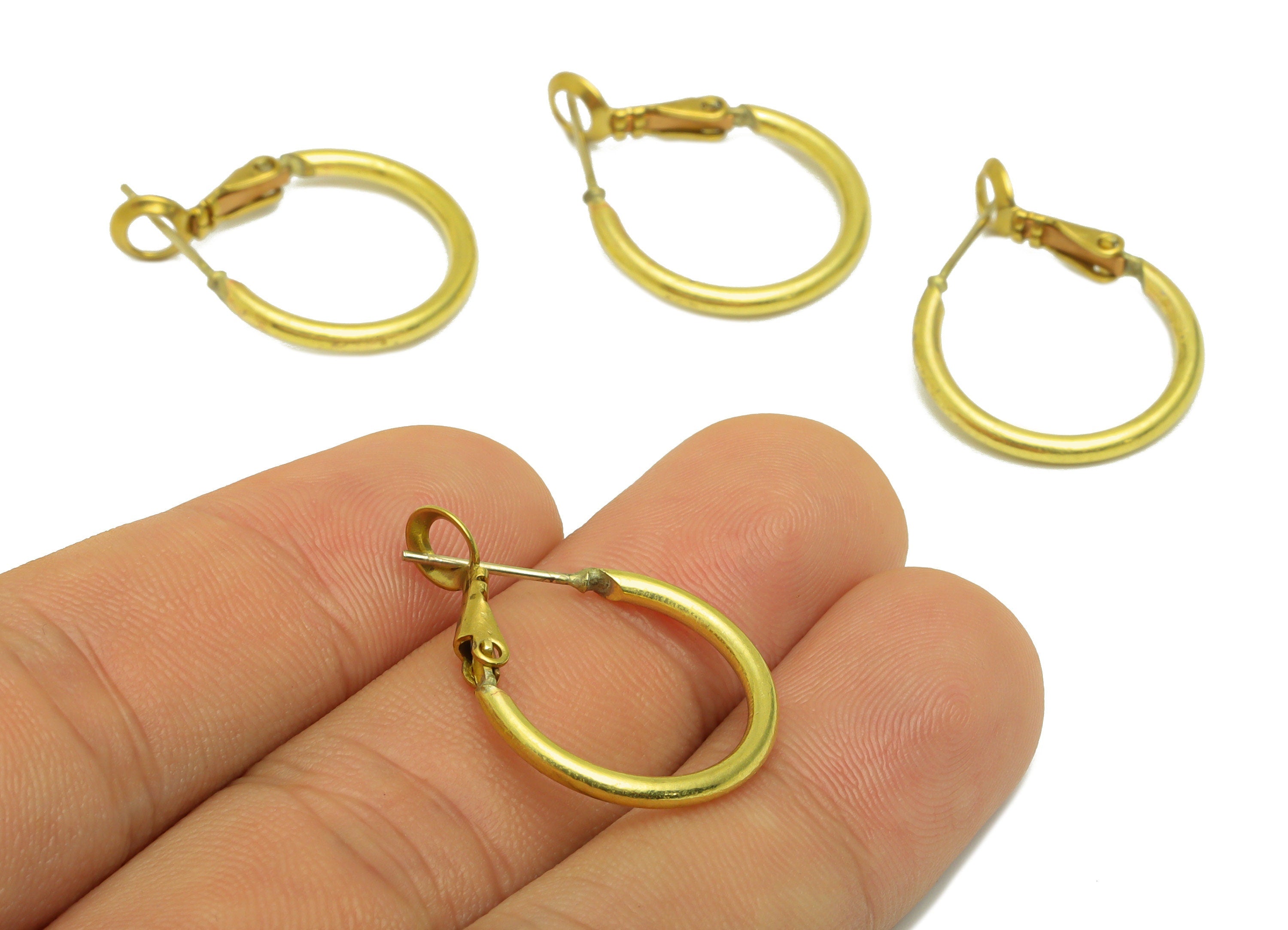 Brass Round Hoop Leverback - Raw Brass Circle Ear Hoop - 316 Surgical Stainless Steel Stud - Jewelry Supplies - 26.82x20x2mm - PP5206-20 - DOMEDBAZAAR