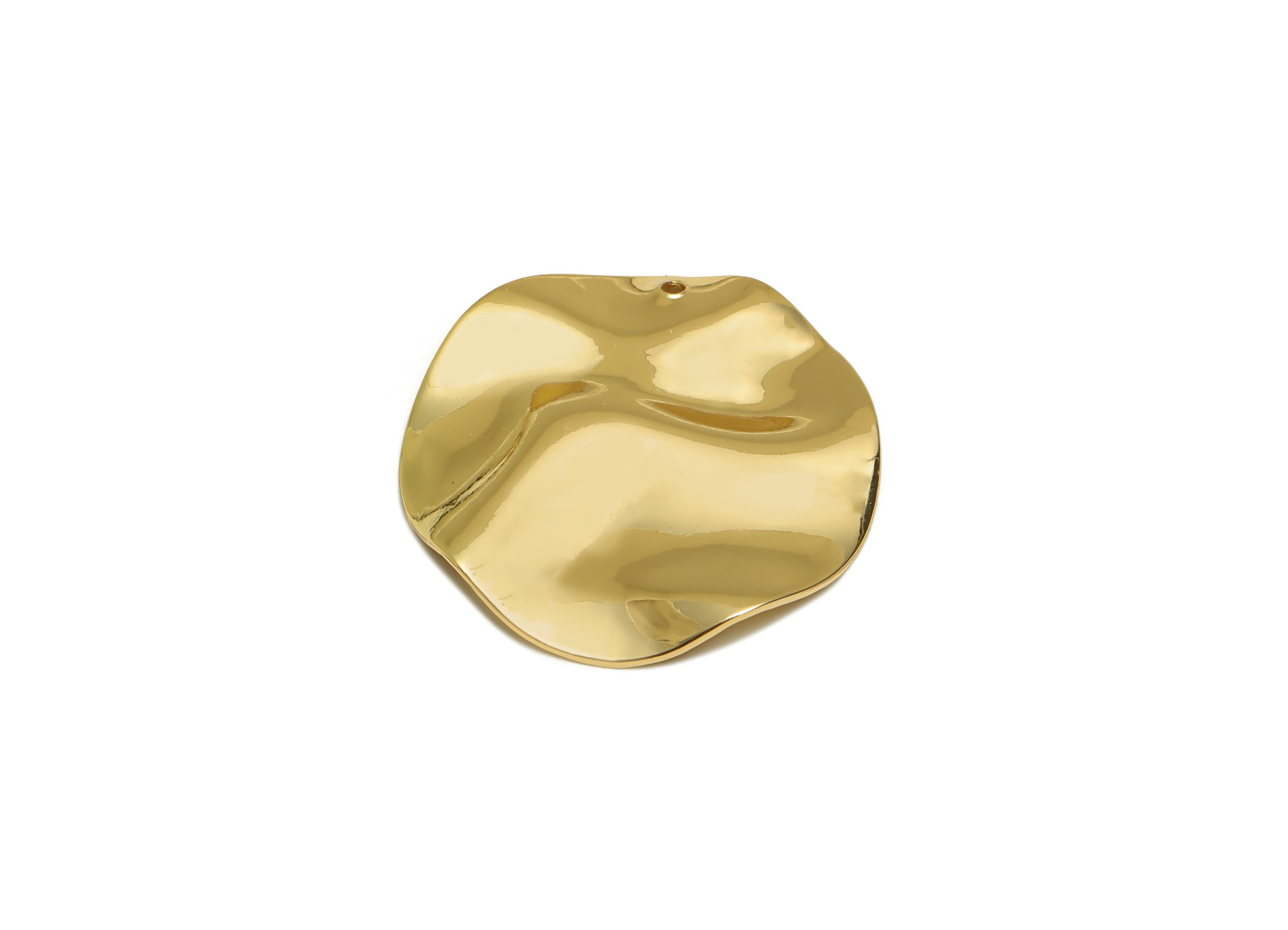 Brass Wavy Earring Charm - Round Earring Charm - Brass Geometry Pendant -18K Real Gold Plated - 25.15x25.24x0.8mm - RGP6722 - DOMEDBAZAAR
