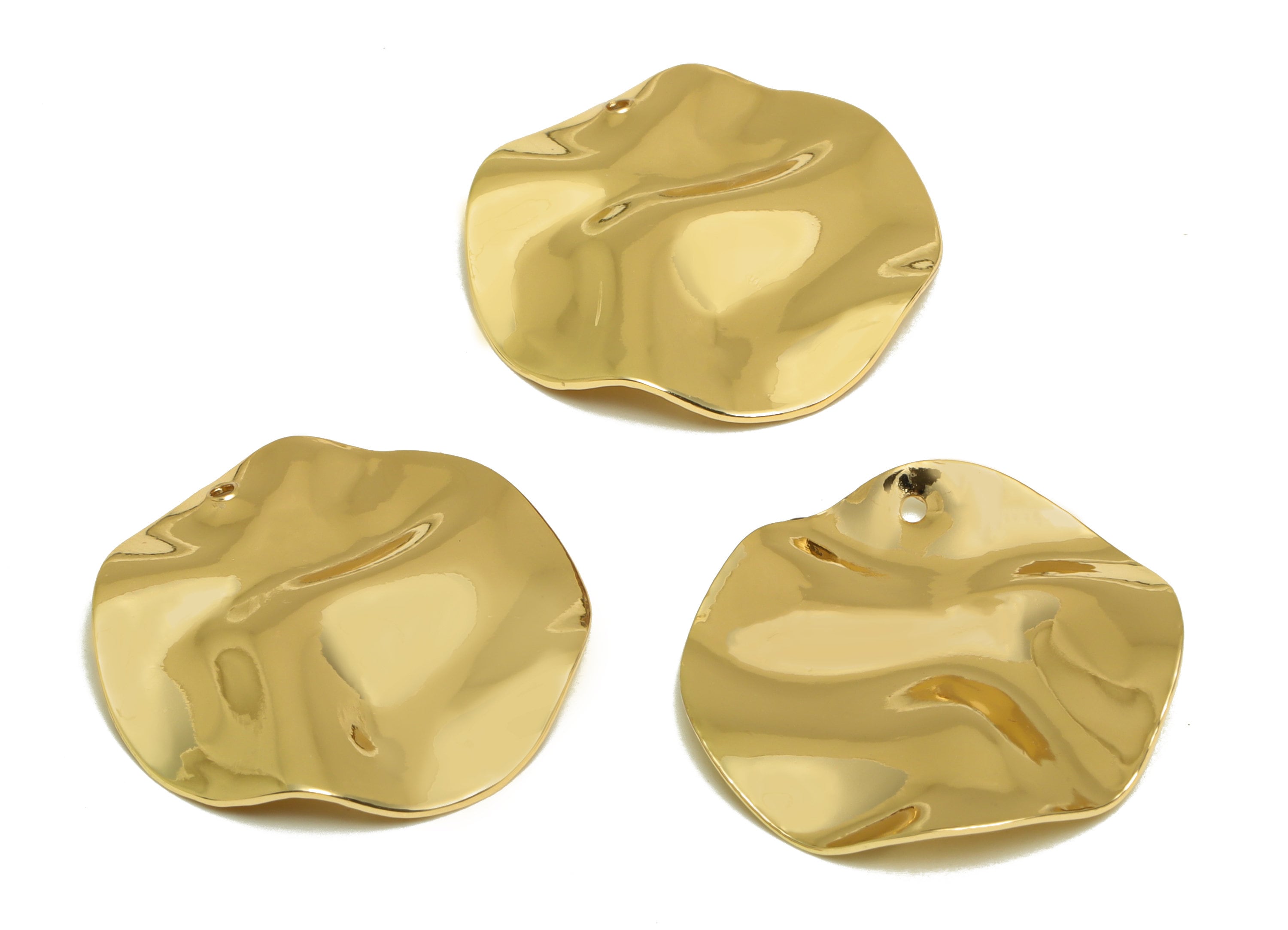 Brass Wavy Earring Charm - Round Earring Charm - Brass Geometry Pendant -18K Real Gold Plated - 25.15x25.24x0.8mm - RGP6722 - DOMEDBAZAAR