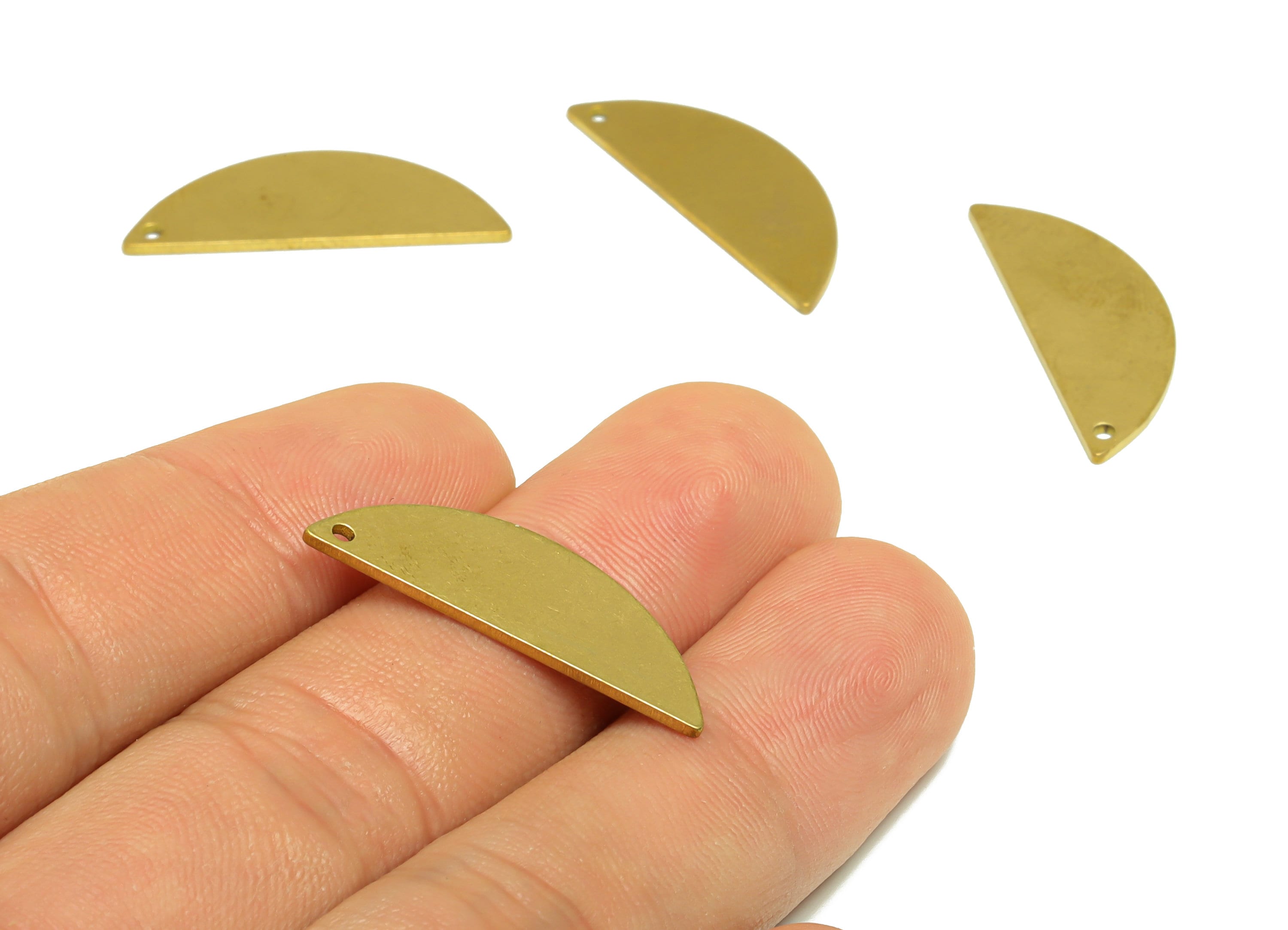 Brass Semi Circle Earring Charm - Raw Brass Half Moon Charm - Brass Half Round Blank - Jewlery Supplies - 27.96 x 10.03 x 1mm - PP8624 - DOMEDBAZAAR