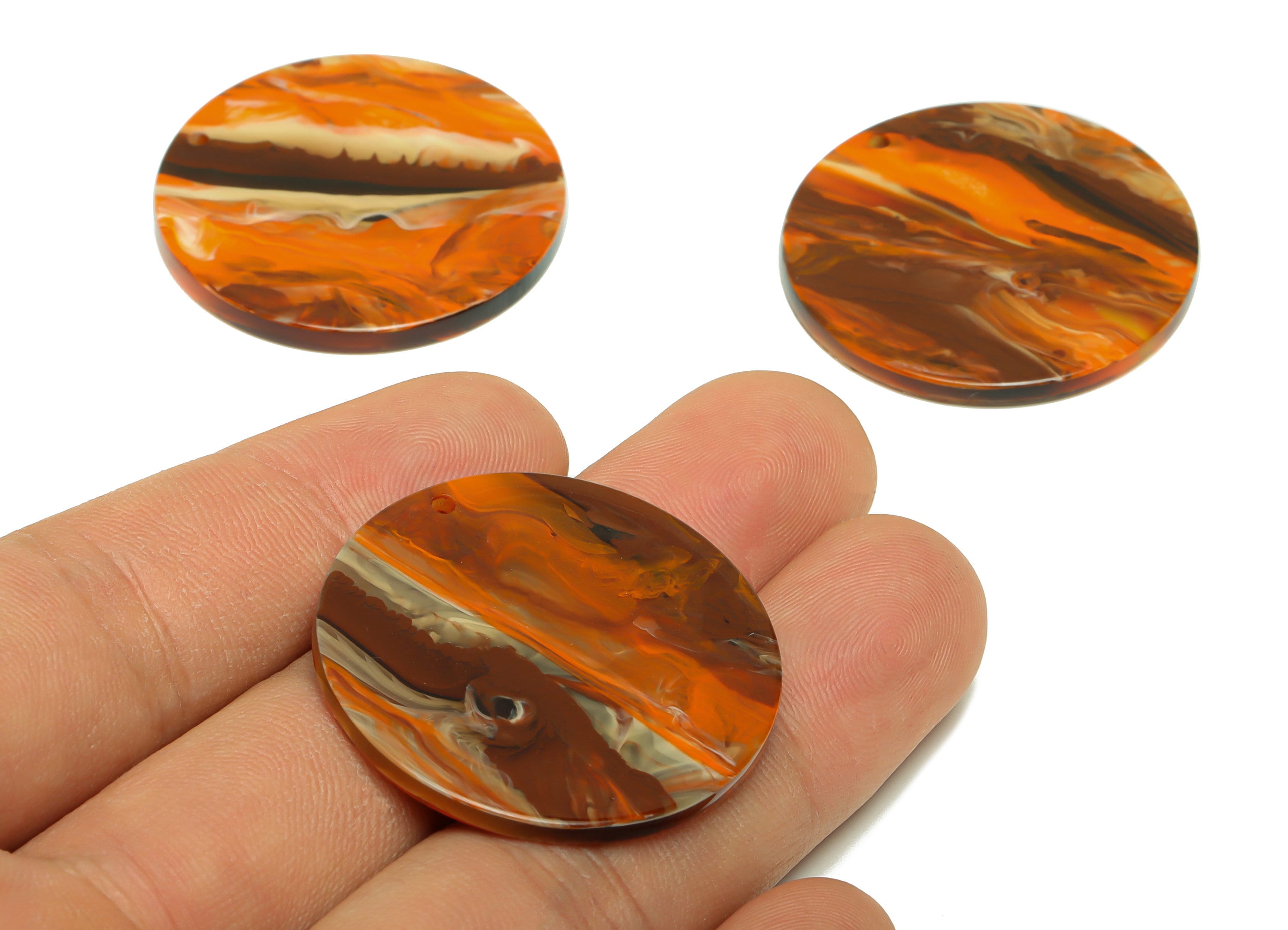 Acrylic Round Charms - Circle Earrings and Pendant - Geometry Earring Findings - Jewelry Supplies - Color Code:A937 - 35x35x3mm -AC2621-A937 - DOMEDBAZAAR