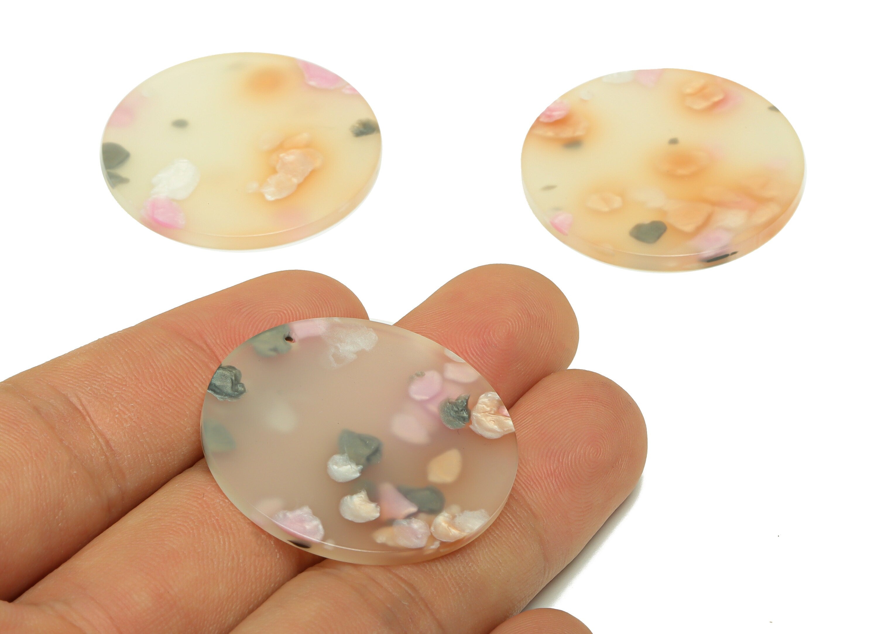 Acrylic Round Charms - Circle Earrings and Pendant - Geometry Earring Findings - Jewelry Supplies - Color Code:A911- 35x35x3mm -AC2621-A911 - DOMEDBAZAAR