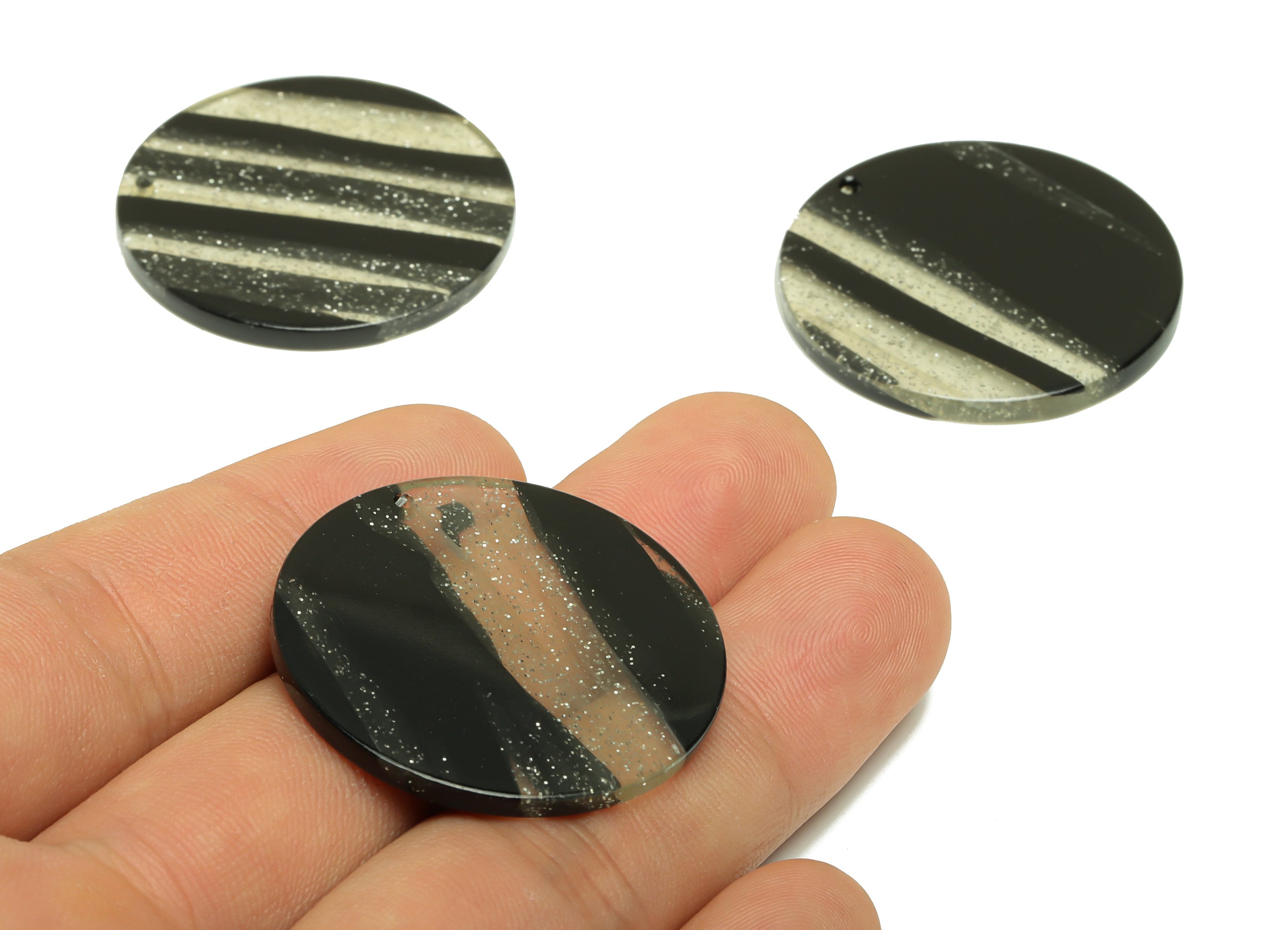Acetate Round Charms - Circle Earrings and Pendant - Sequins Earring Findings - Jewelry Supplies - Color Code:A970 - 35x35x3mm -AC2621-A970 - DOMEDBAZAAR
