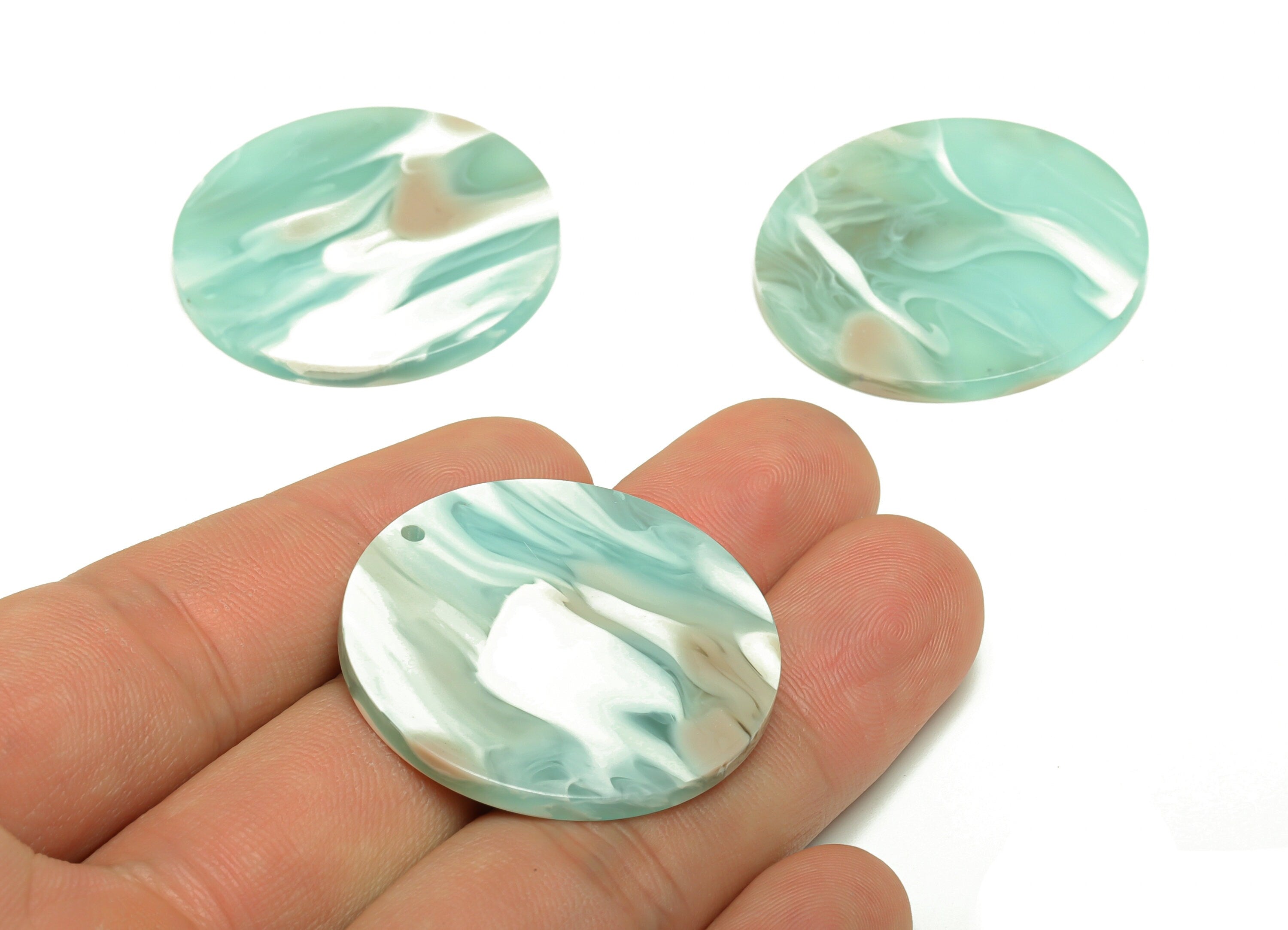 Acrylic Round Charms - Circle Earrings and Pendant - Geometry Earring Findings - Jewelry Supplies - Color Code:A969- 35x35x3mm -AC2621-A969 - DOMEDBAZAAR