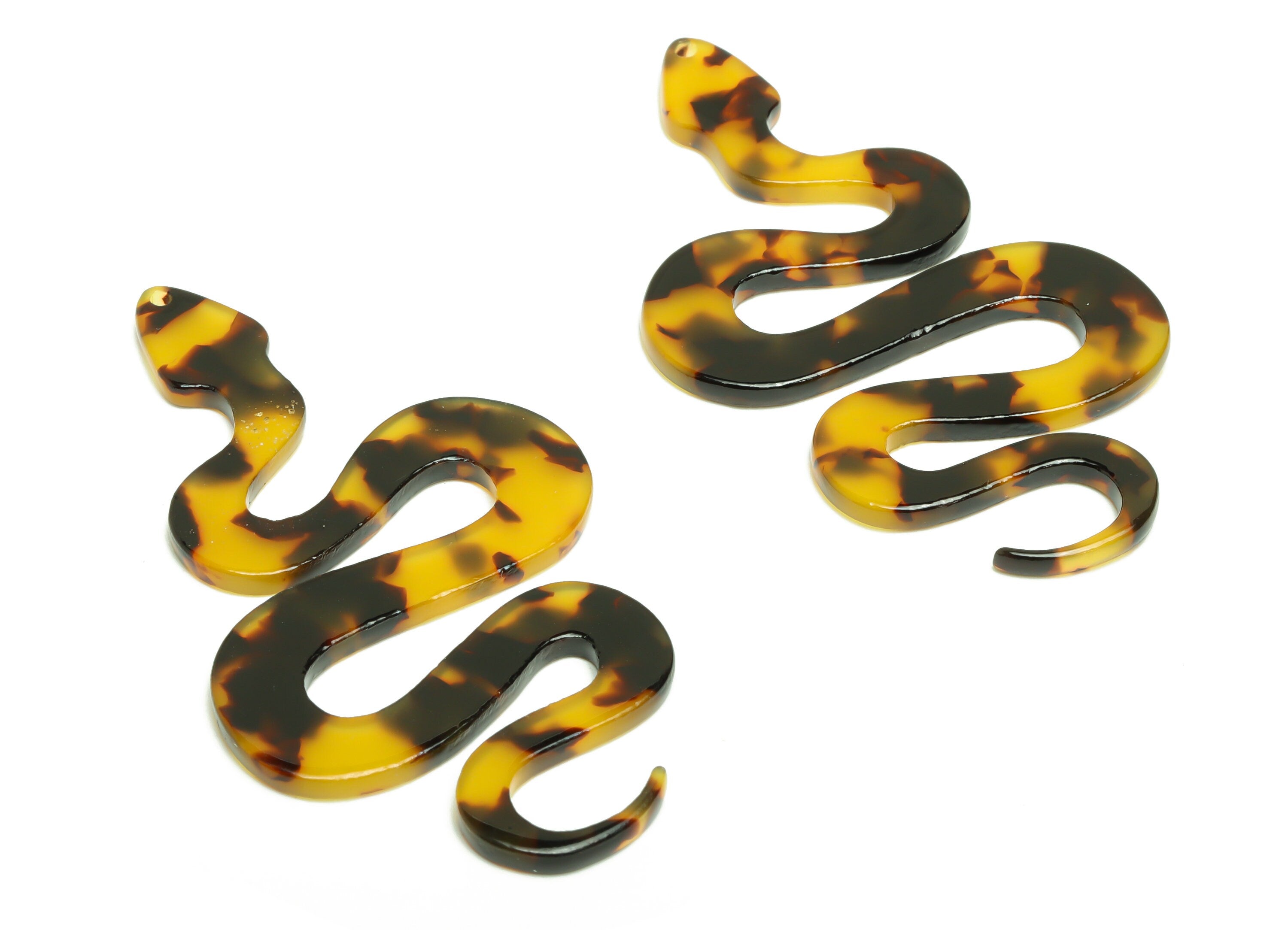 Acetate Snake Charms - Tortoise Shell Earrings - Snake Earrings and Pendant - Color Code:A02 - 65.89x34.77x2.18mm - AC1799-A02 - DOMEDBAZAAR