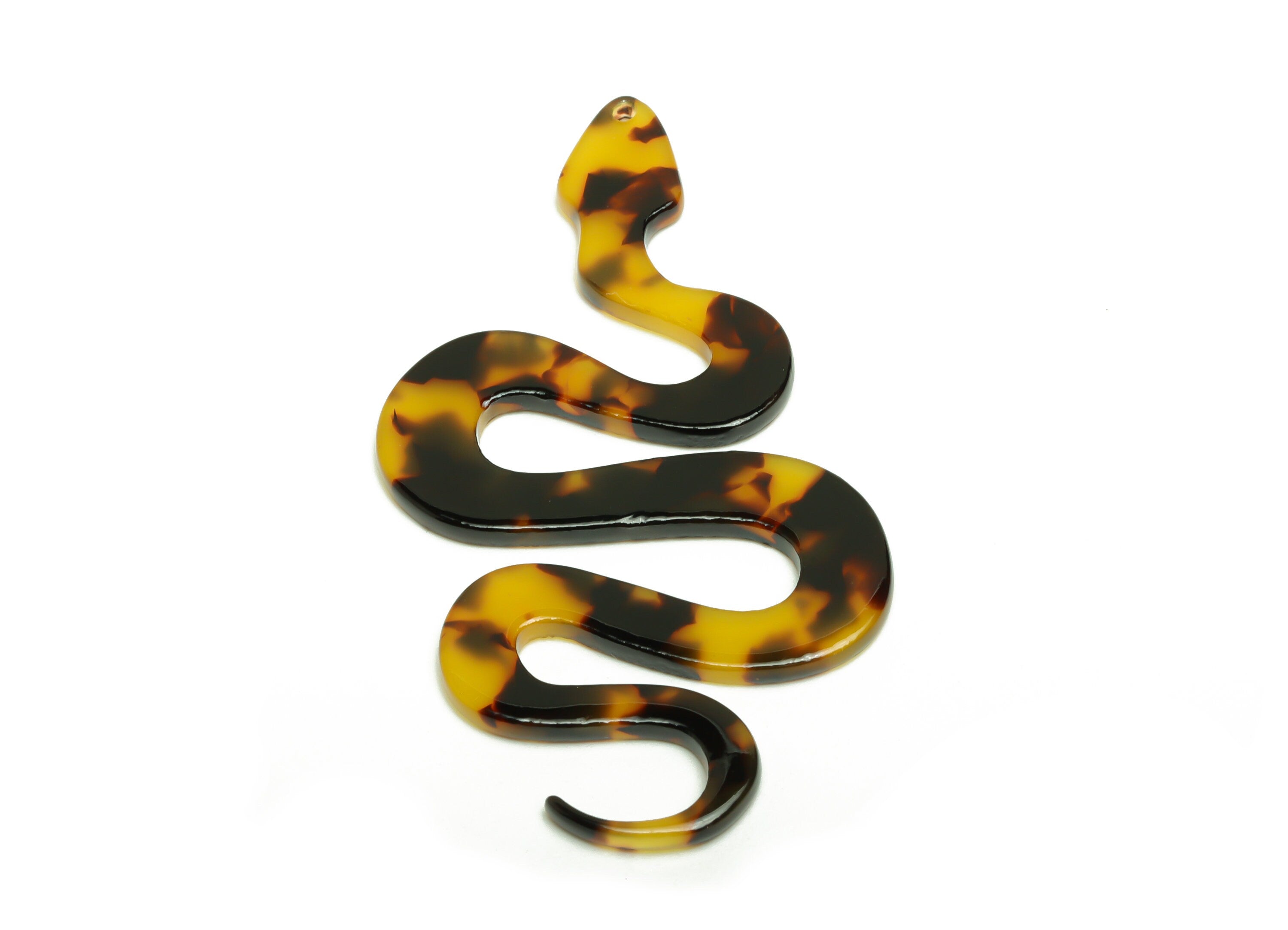Acetate Snake Charms - Tortoise Shell Earrings - Snake Earrings and Pendant - Color Code:A02 - 65.89x34.77x2.18mm - AC1799-A02 - DOMEDBAZAAR