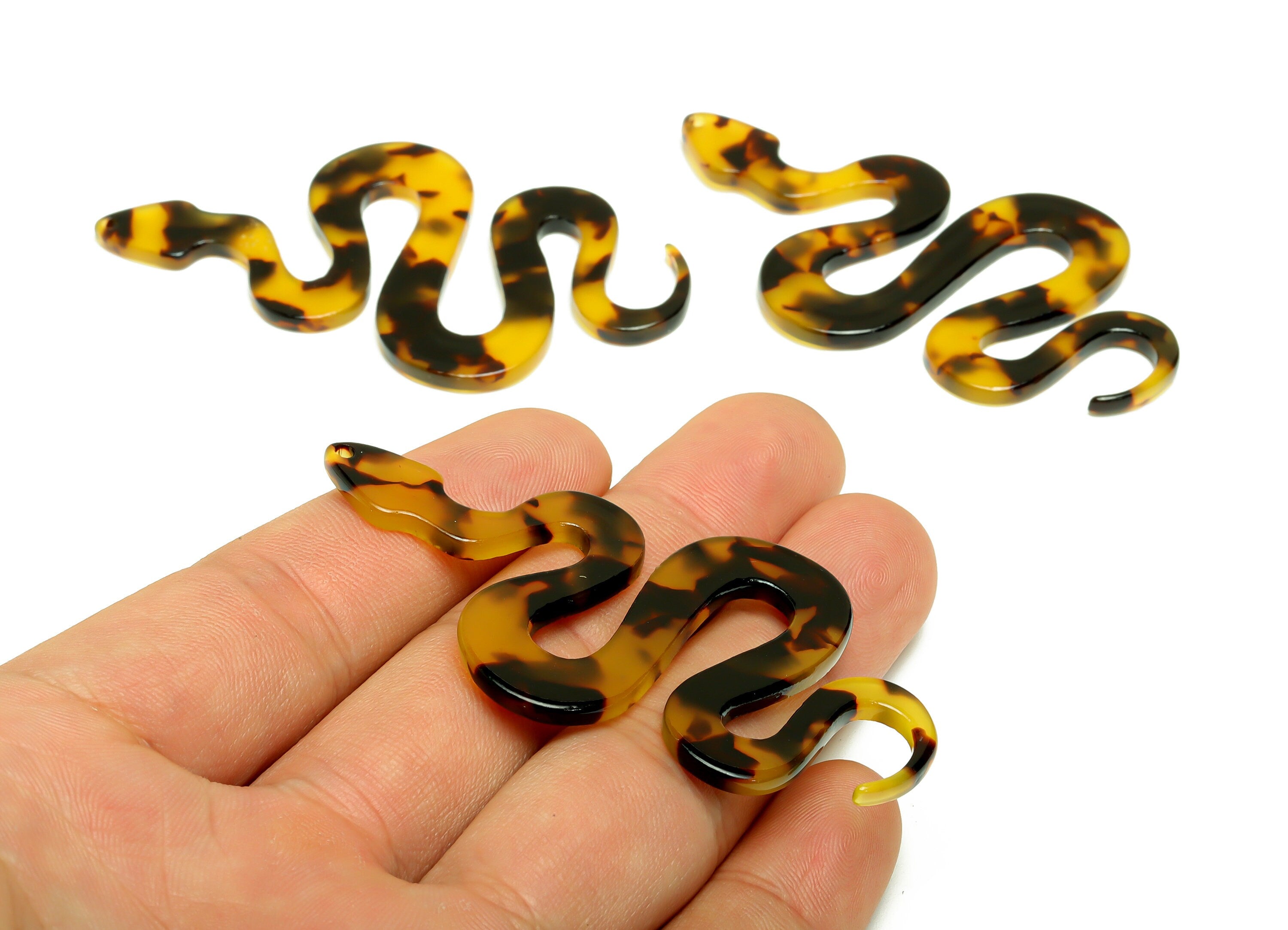 Acetate Snake Charms - Tortoise Shell Earrings - Snake Earrings and Pendant - Color Code:A02 - 65.89x34.77x2.18mm - AC1799-A02 - DOMEDBAZAAR