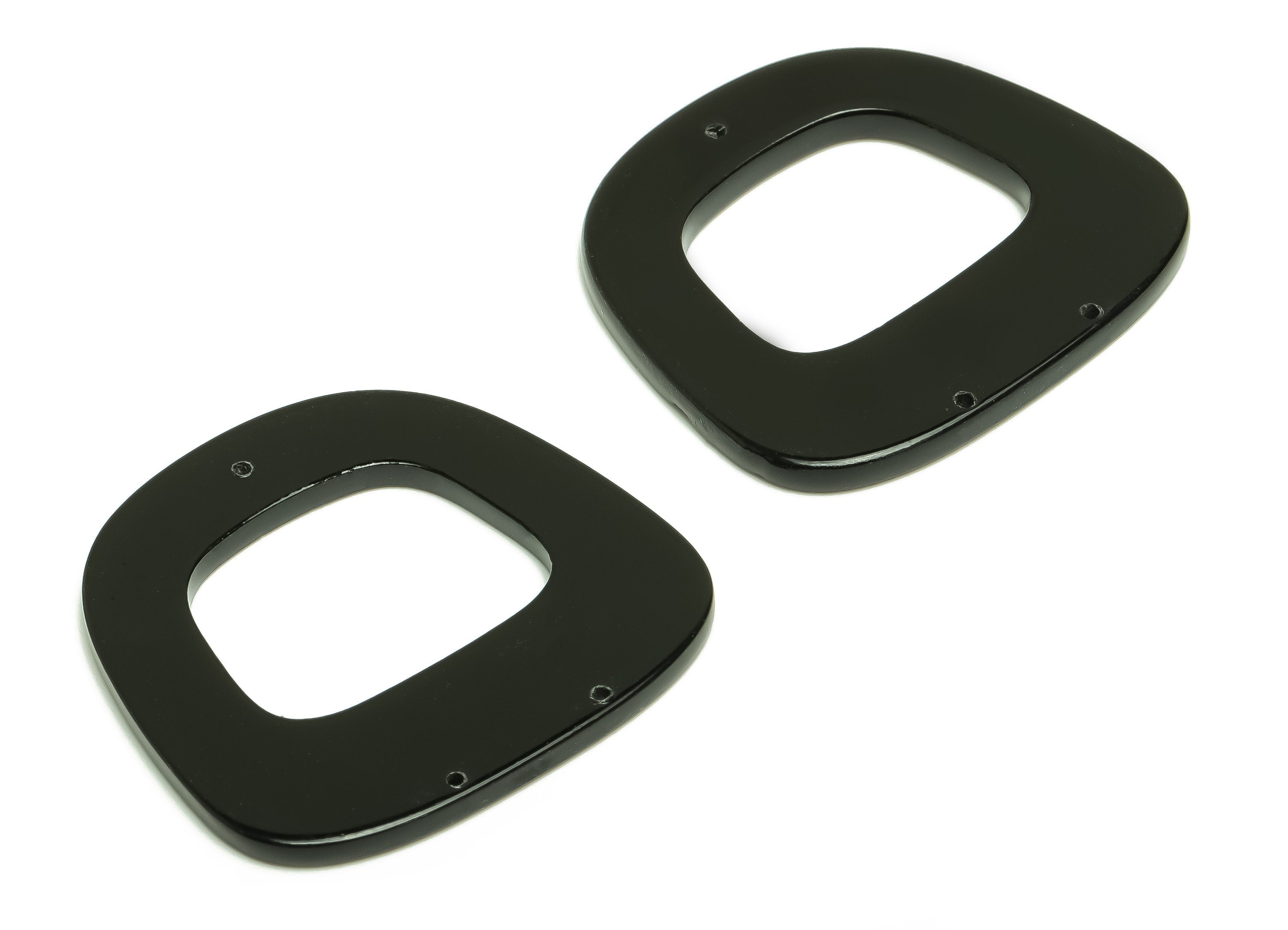 Acetate Trapezoid Charm - Black Rounded Trapezoid Pendant And Earring Charm - Trapezoid Connector - Code: A66 - 32x30.51x1.95mm - AC2613 - DOMEDBAZAAR