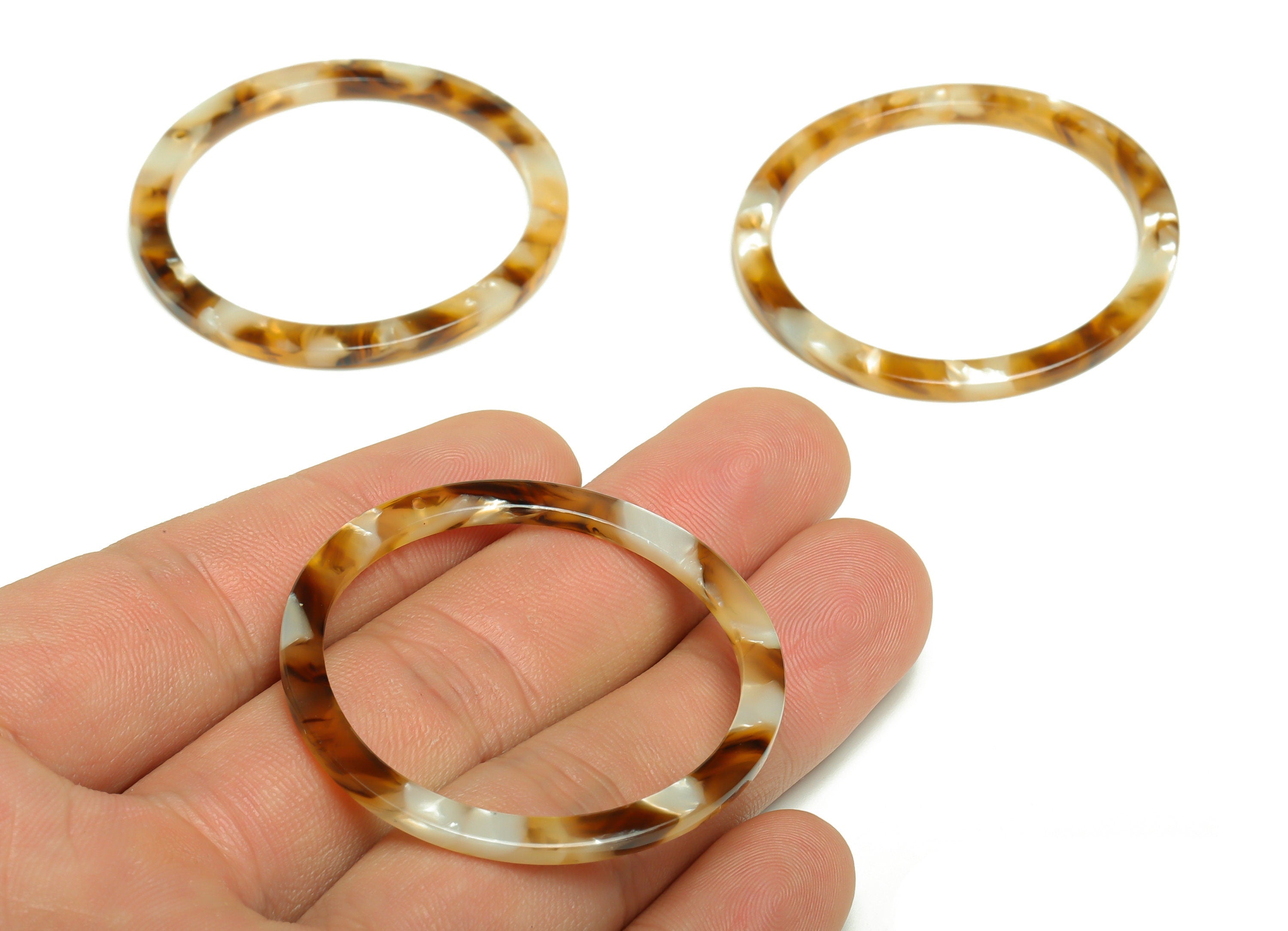 Acetate Hoop Earrings Charms - Circle Pendant - Geometry Earring Findings - Jewelry Supplies - Color Code:A351 - 44x44.3x2.6mm -AC2620-A351 - DOMEDBAZAAR