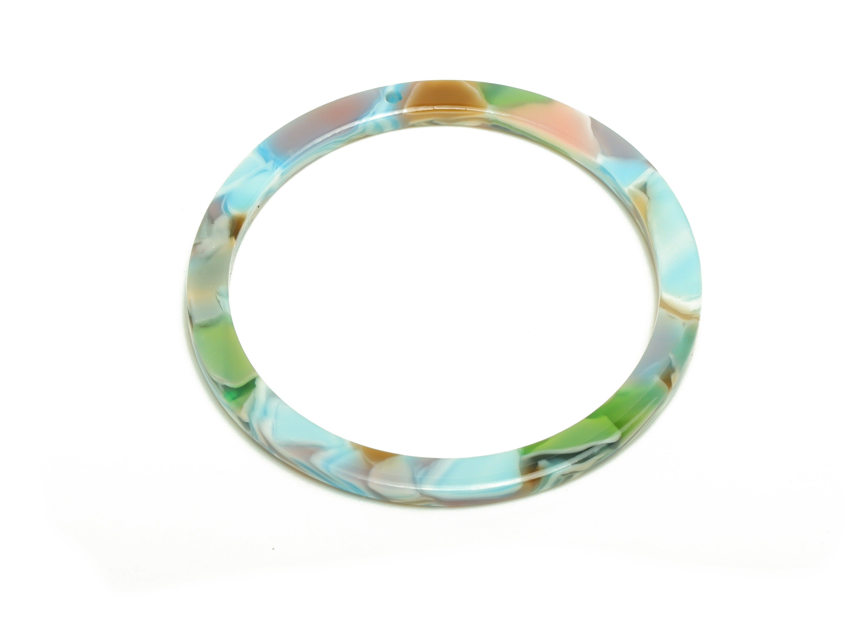 Acetate Hoop Earrings Charms - Circle Pendant - Rainbow Earring Findings - Jewelry Supplies - Color Code:A240 - 44x44.3x2.6mm -AC2620-A240 - DOMEDBAZAAR