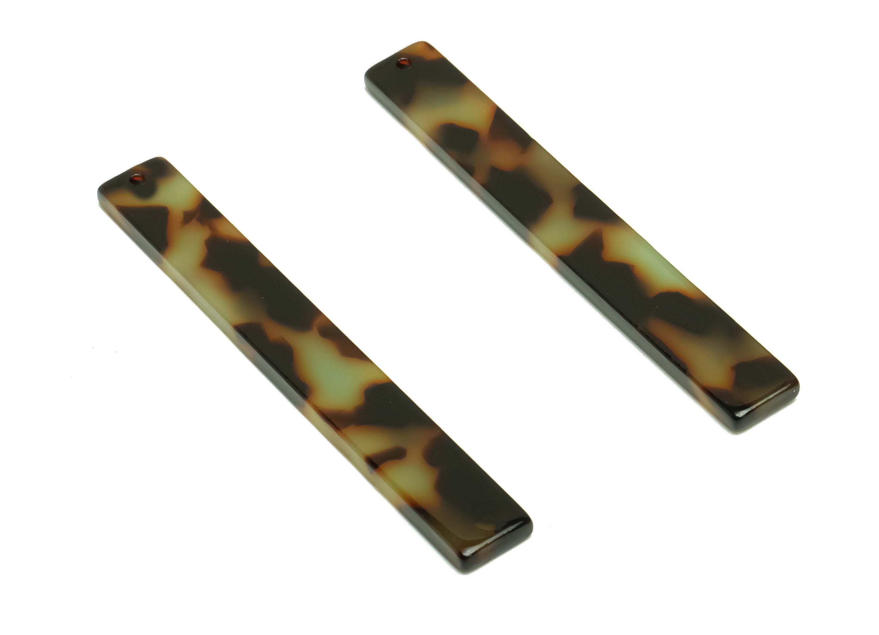 Acetate Stick Charms - Bar Earrings and Pendant - Tortoise Shell Charm - Jewelry Supplies - Color Code: A989 - 59x7.8x2.56mm - AC2622-A989 - DOMEDBAZAAR