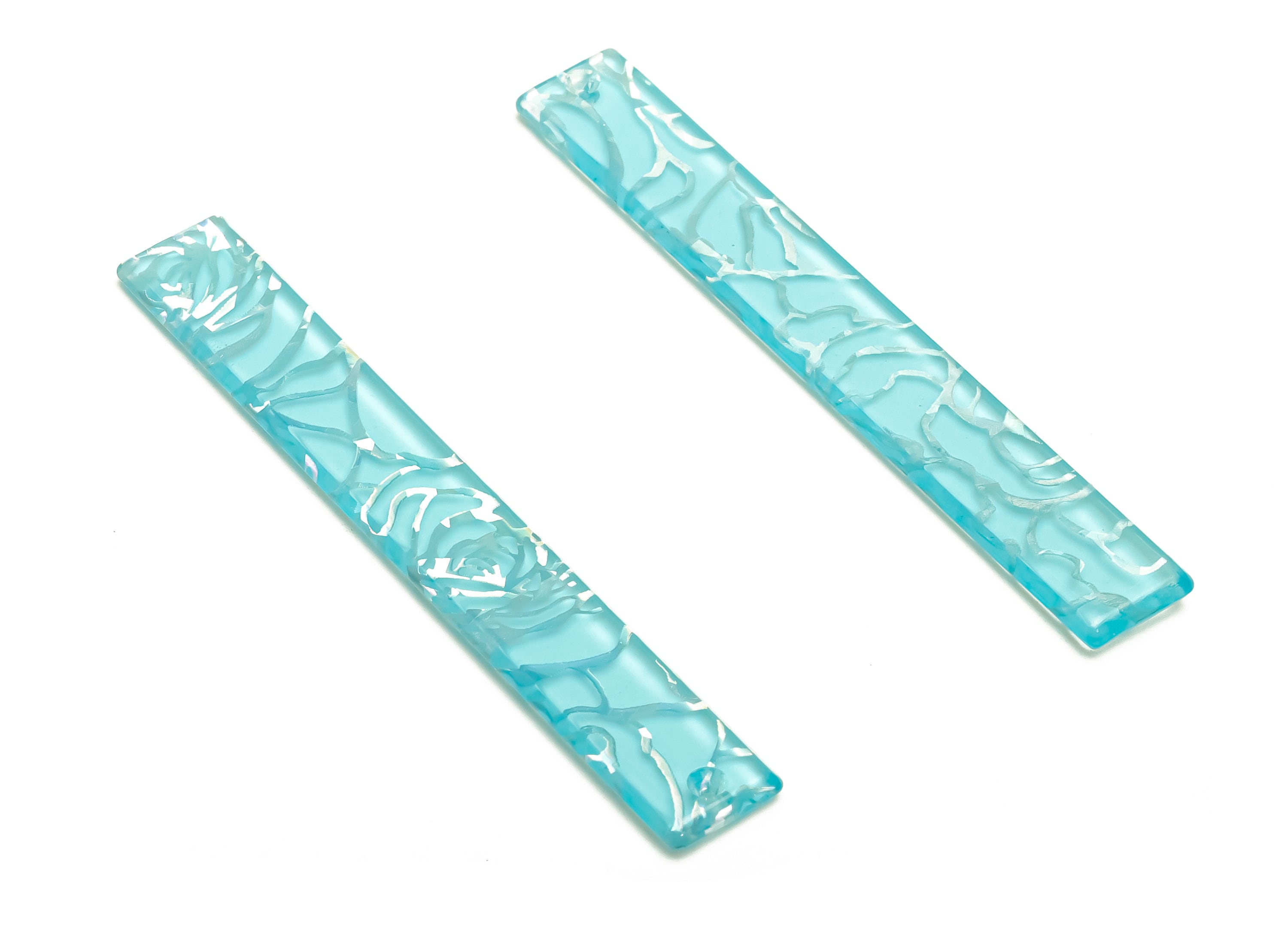 Acrylic Stick Charms - Bar Earrings and Pendant - Blue Rose Charm - Jewelry Supplies - Color Code: A653 - 59x7.8x2.56mm - AC2622-A653 - DOMEDBAZAAR