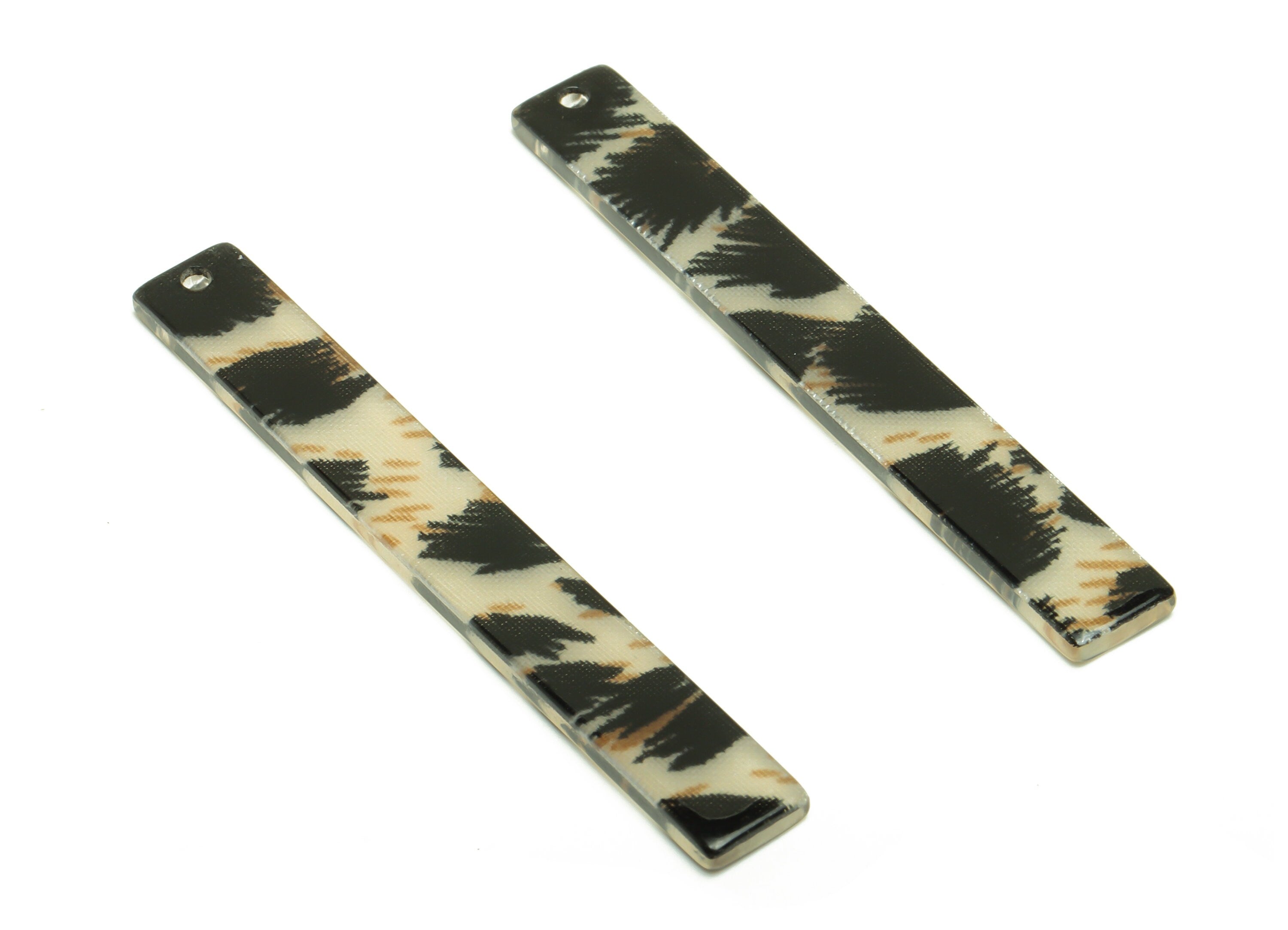 Acrylic Stick Charms - Bar Earrings and Pendant - Leopard Print Charm - Jewelry Supplies - Color Code: A266 - 59x7.8x2.56mm - AC2622-A266 - DOMEDBAZAAR