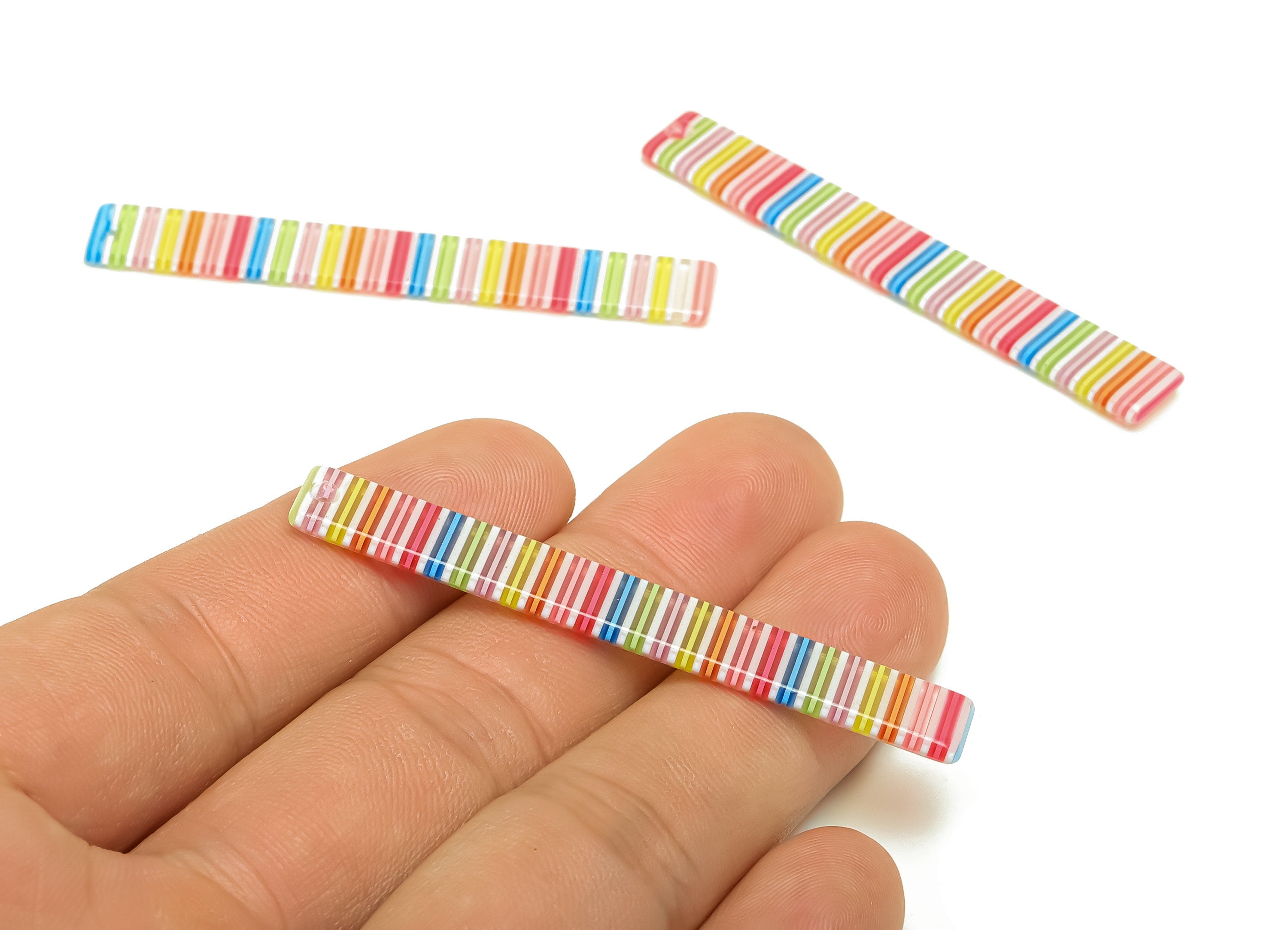 Acetic Acid Stick Charms - Bar Earrings and Pendant - Rainbow Charm - Jewelry Supplies - Color Code: A578 - 59x7.8x2.56mm - AC2622-A578 - DOMEDBAZAAR