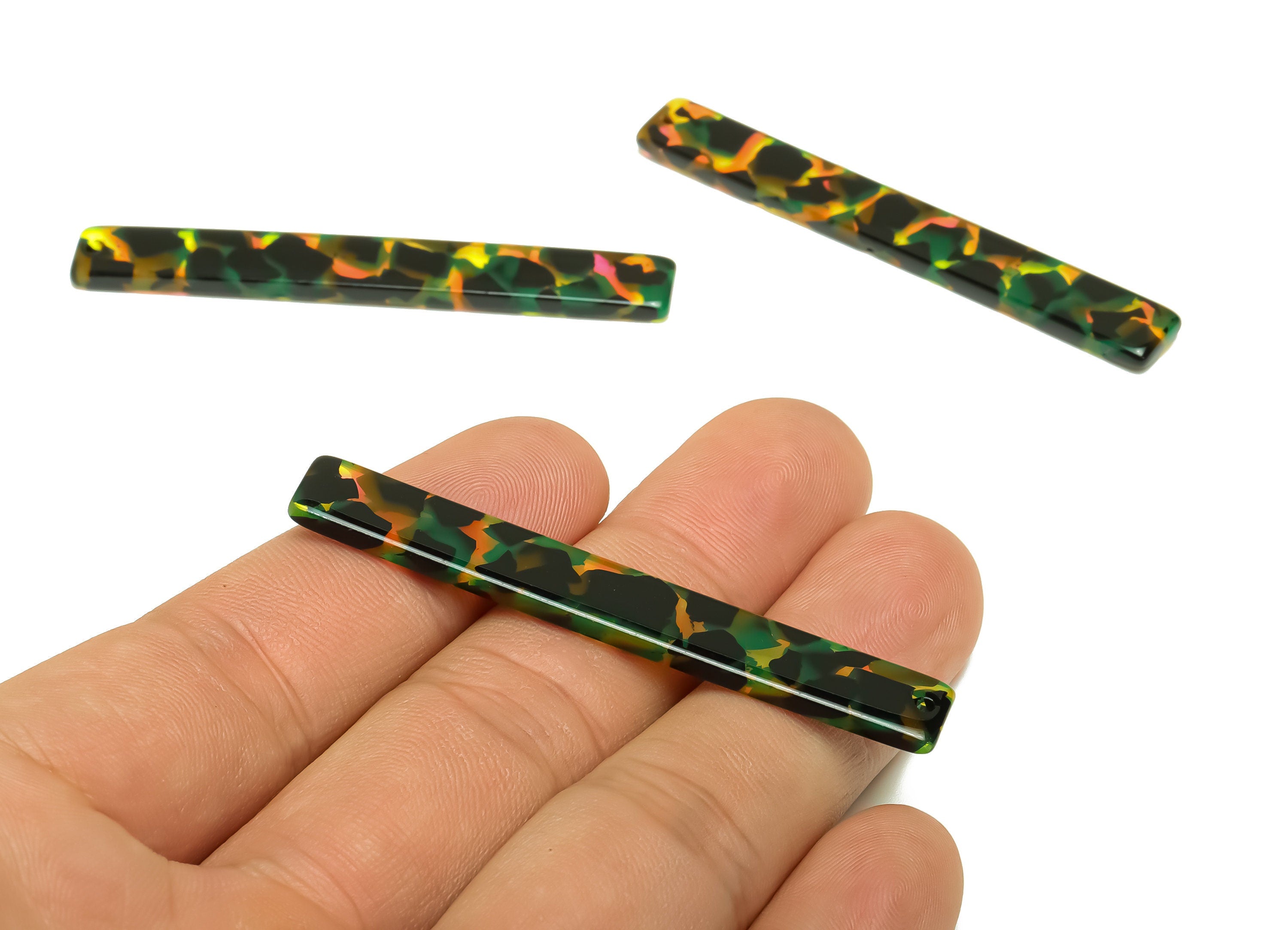 Acetate Stick Charms - Bar Earrings and Pendant - Rainbow Charm - Jewelry Supplies - Color Code: A1007 - 59x7.8x2.56mm - AC2622-A1007 - DOMEDBAZAAR