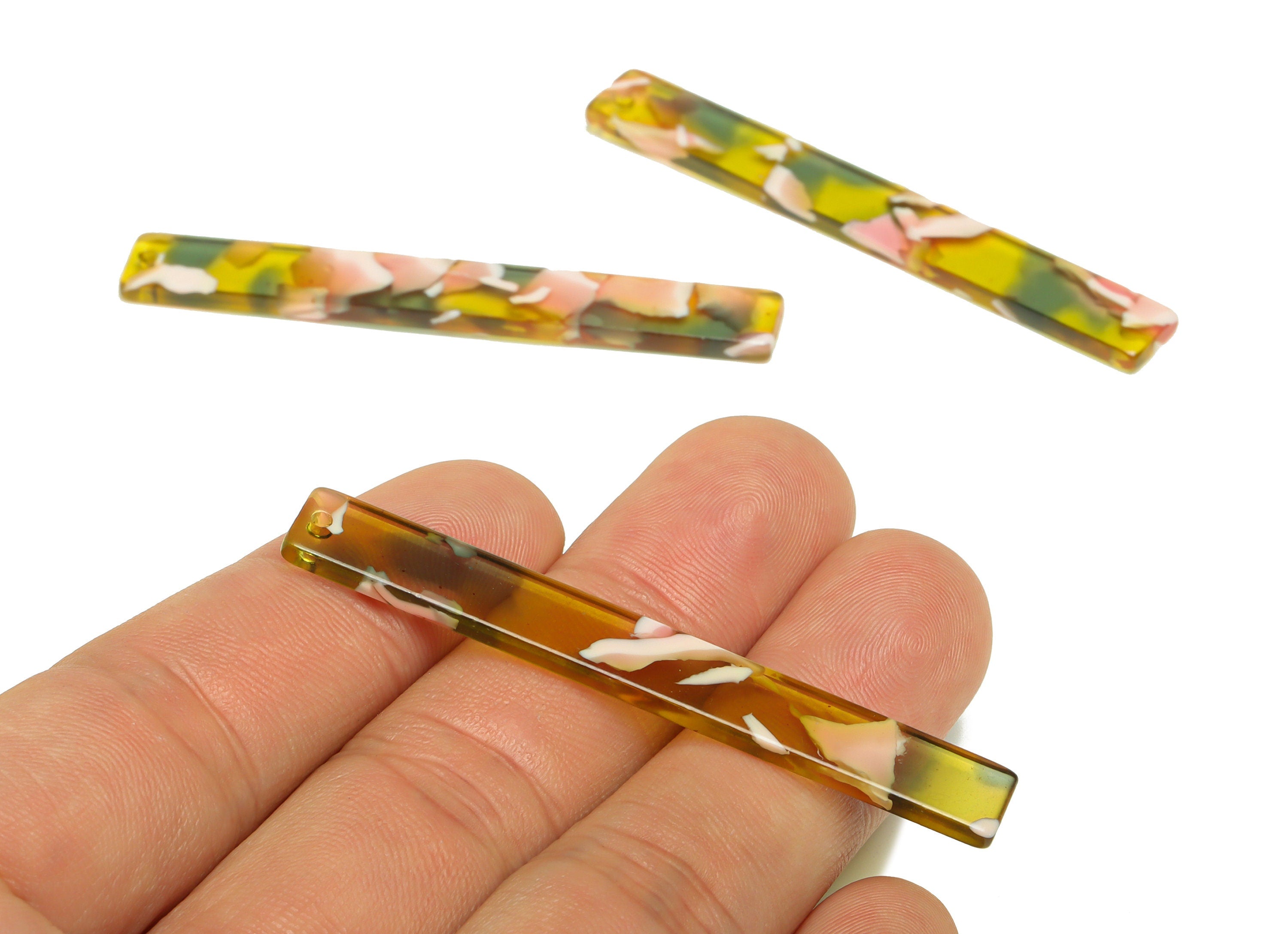 Acetate Stick Charms - Bar Earrings and Pendant - Rainbow Earring Charm - Jewelry Supplies - Color Code: A992 - 59x7.8x2.56mm - AC2622-A992 - DOMEDBAZAAR