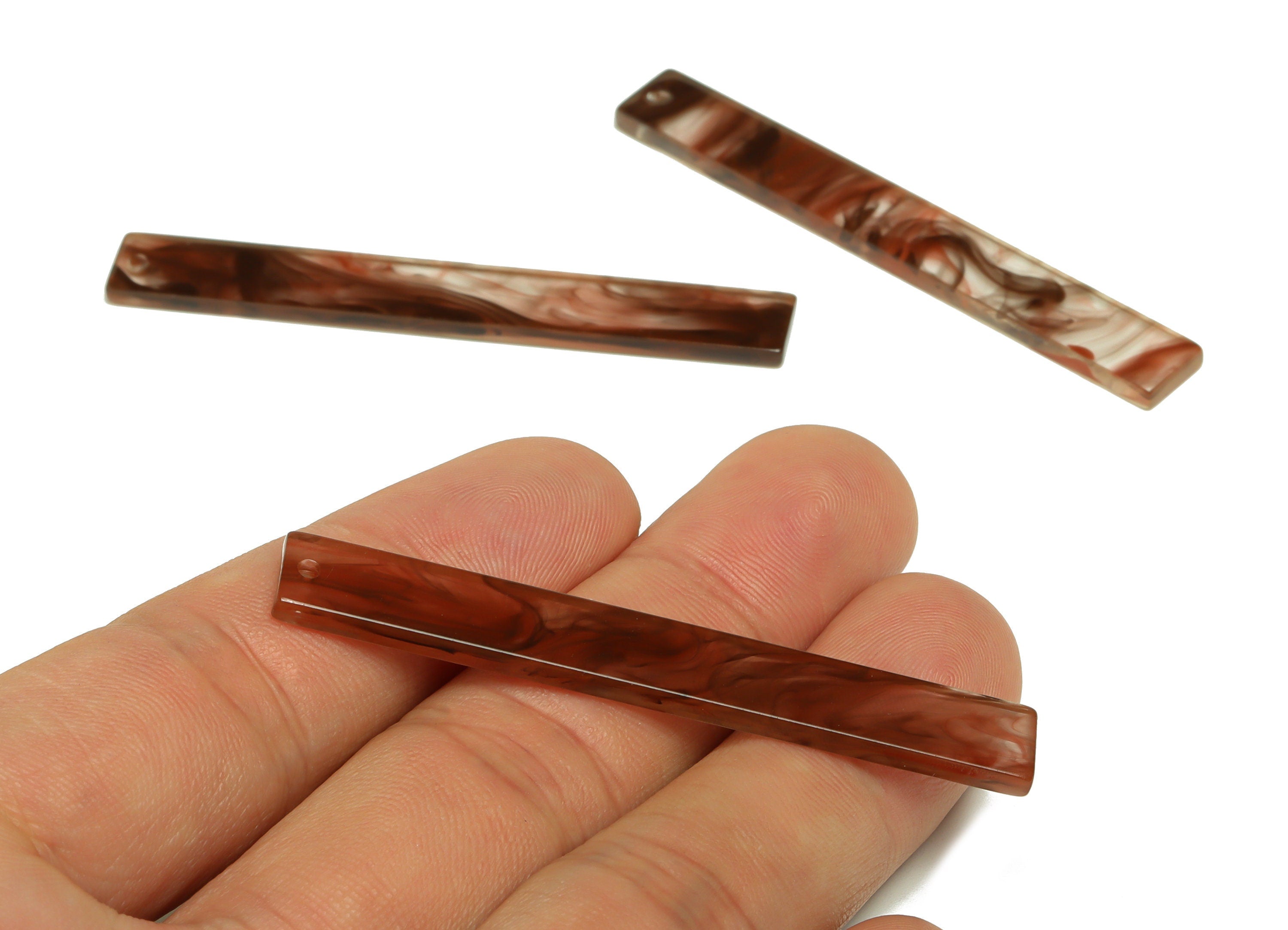 Acrylic Stick Charms - Bar Earrings and Pendant - Brown Earring Charm - Jewelry Supplies - Color Code: A967 - 59x7.8x2.56mm - AC2622-A967 - DOMEDBAZAAR