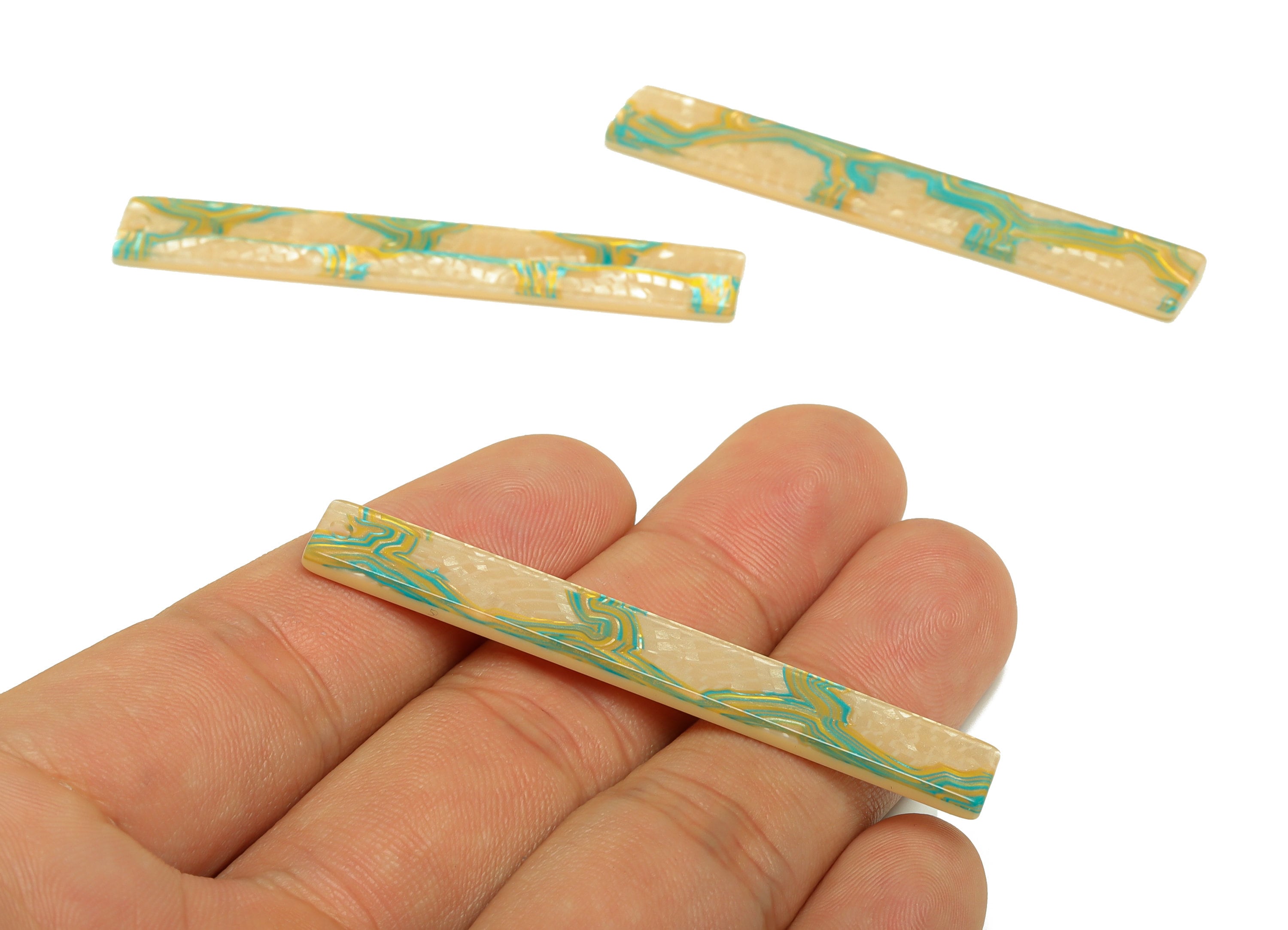PVC Stick Charms - Bar Earrings and Pendant - Rainbow Charm - Jewelry Supplies - Color Code: A577 - 59x7.8x2.56mm - AC2622-A577 - DOMEDBAZAAR